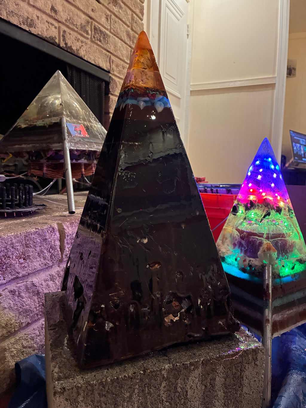 Nebula-70 2ft | 35-lb Piezoelectric Conductive Pyramid — Brazilian & Colombian Yellow Quartz | 5G & EMF Energy Filtration (In Stock) Includes Quantum Jump Ankh Generator — 14K Gold-Plated Chain • Golden Rodin Coil • INSTOCK for Christmas and new years