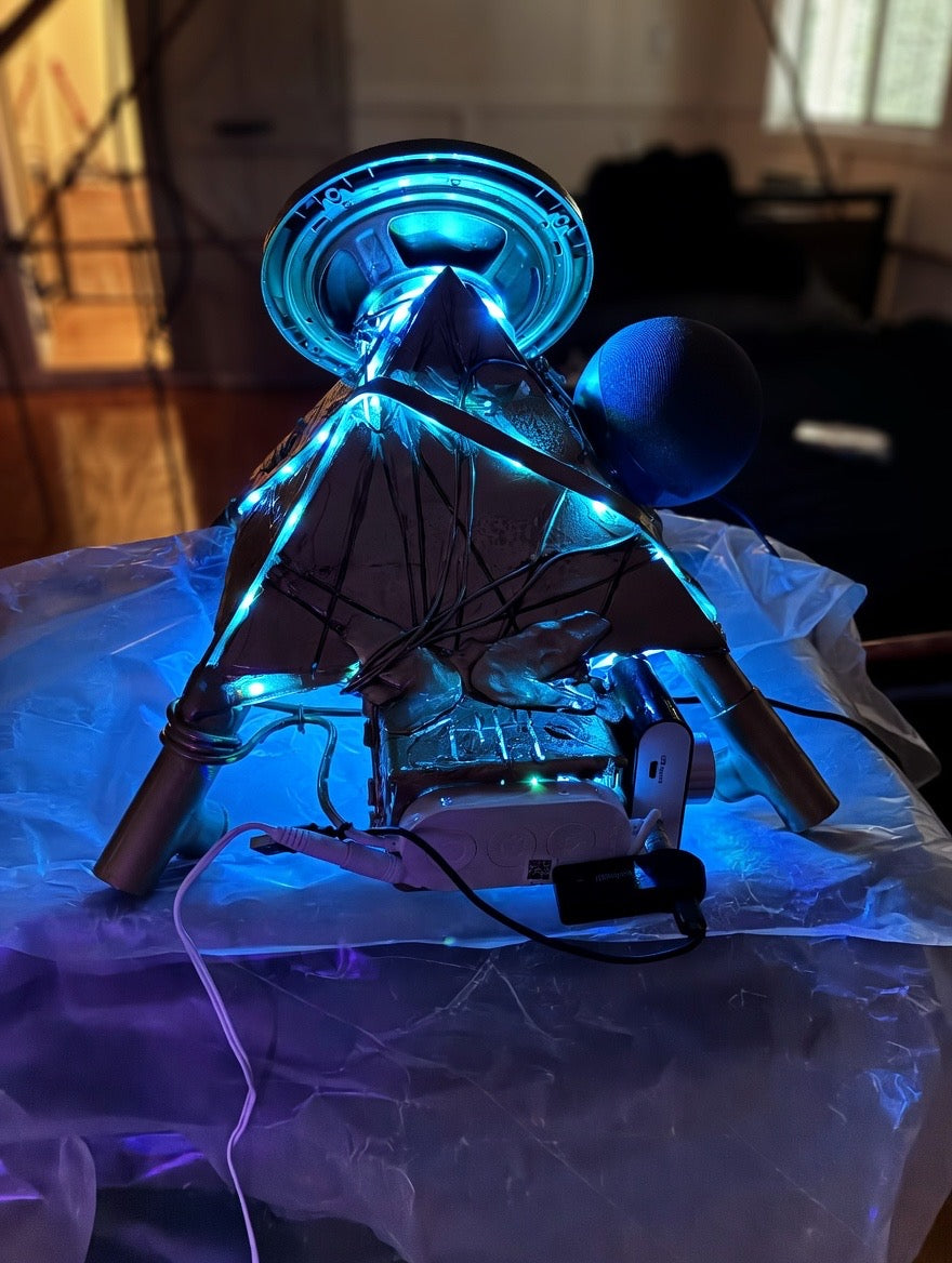 Golden Eye Quantum Force Field Generator – Alexa-Powered 24-Point Starship Copper Pyramid Capstone with Dual-Speaker Binaural Audio, High-Frequency Coil Technology & Music Infusion. Gauss Meter Included plus Corner Connectors