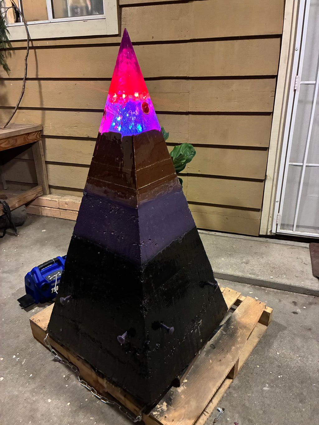 700lb Megalithic Crystalline Pyramid – 4ft Tall Home 5G & Wi-Fi EMF Protection, Energy Transmutation, Purification & Accelerated Plant Growth (Bluetooth LED / Sedona Sand)