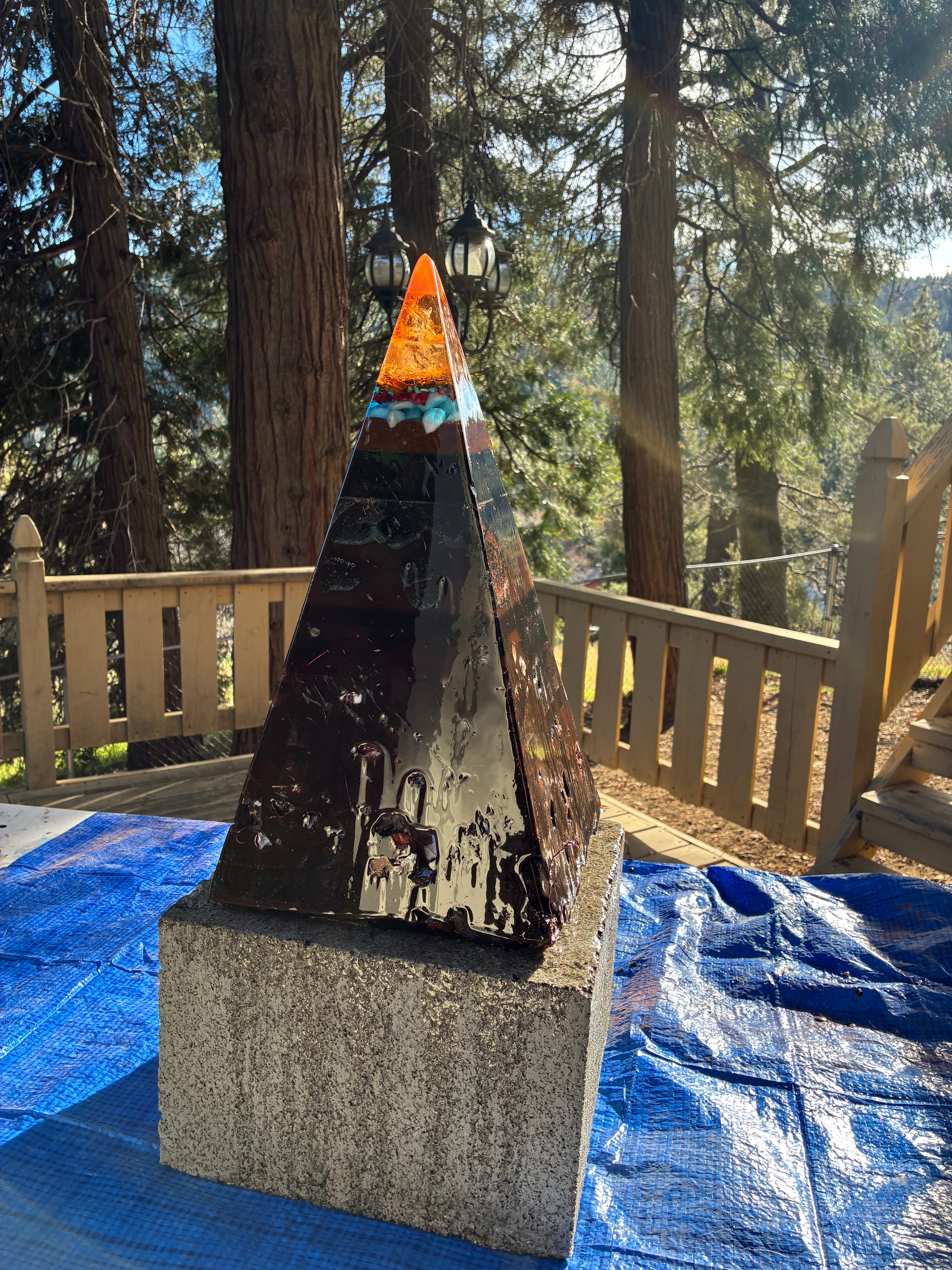 Nebula-70 2ft | 35-lb Piezoelectric Conductive Pyramid — Brazilian & Colombian Yellow Quartz | 5G & EMF Energy Filtration (In Stock) Includes Quantum Jump Ankh Generator — 14K Gold-Plated Chain • Golden Rodin Coil • INSTOCK for Christmas and new years