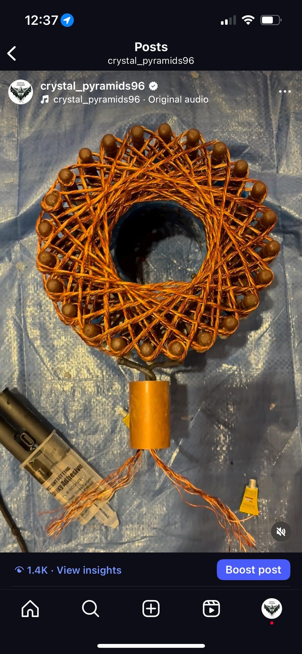 7” 24-Pointed Starship Rodin Coil Generator Kit | Red Rock Edition | Vortex Device with Travel Case & Amp ( sedona made )