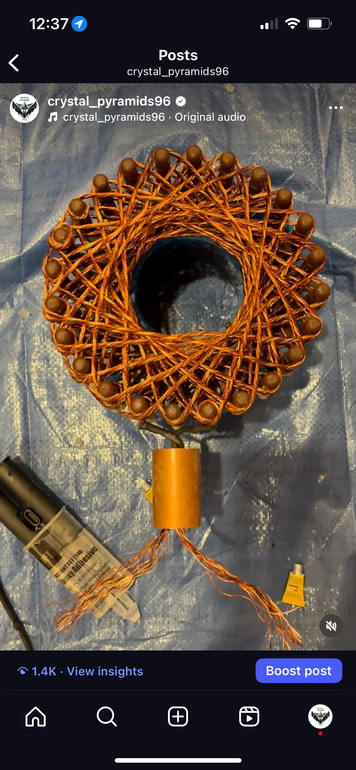 7” 24-Pointed Starship Rodin Coil Generator Kit | Red Rock Edition | Vortex Device with Travel Case & Amp ( sedona made )