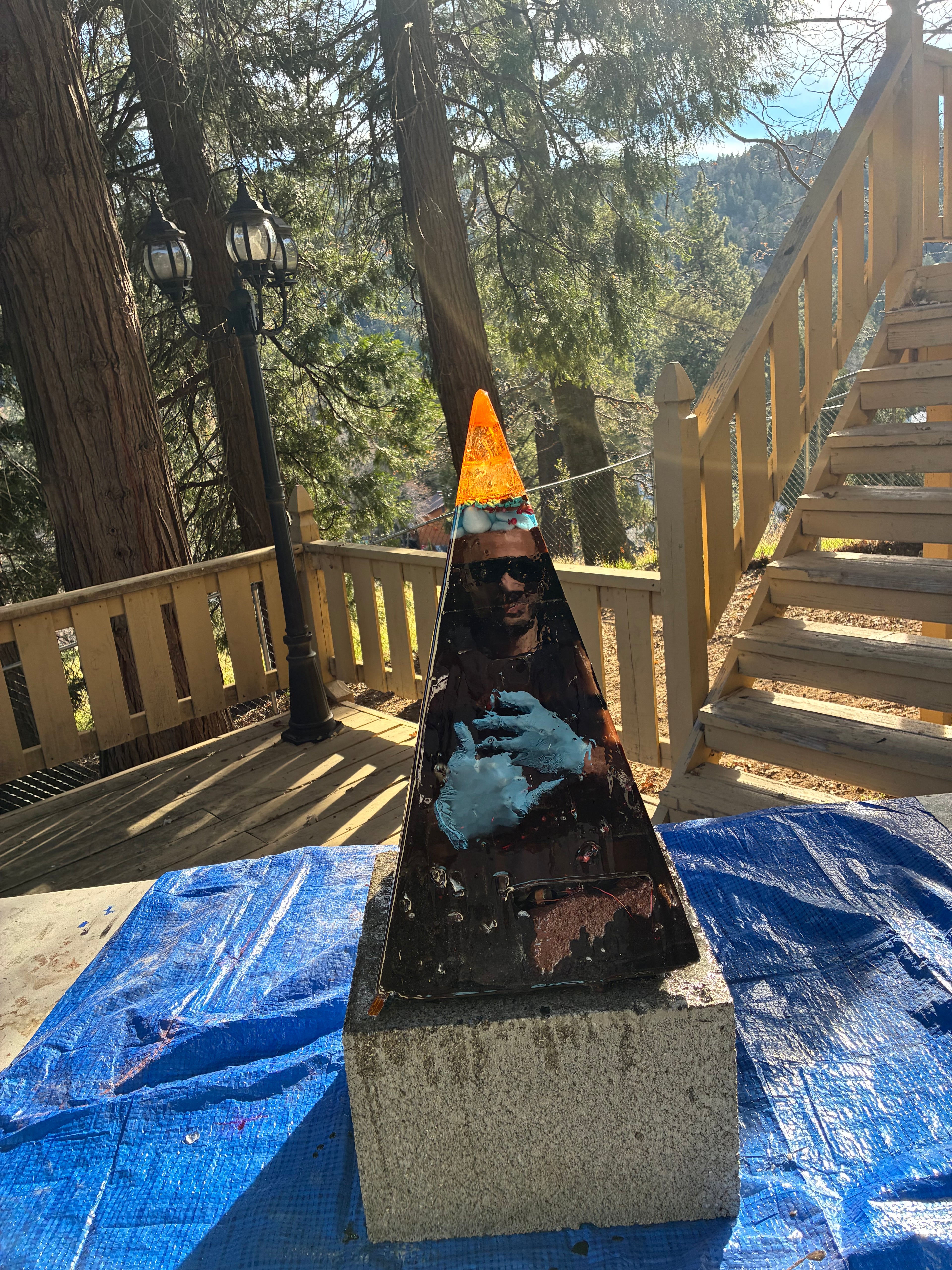 Nebula-70 2ft | 35-lb Piezoelectric Conductive Pyramid — Brazilian & Colombian Yellow Quartz | 5G & EMF Energy Filtration (In Stock) Includes Quantum Jump Ankh Generator — 14K Gold-Plated Chain • Golden Rodin Coil • INSTOCK for Christmas and new years