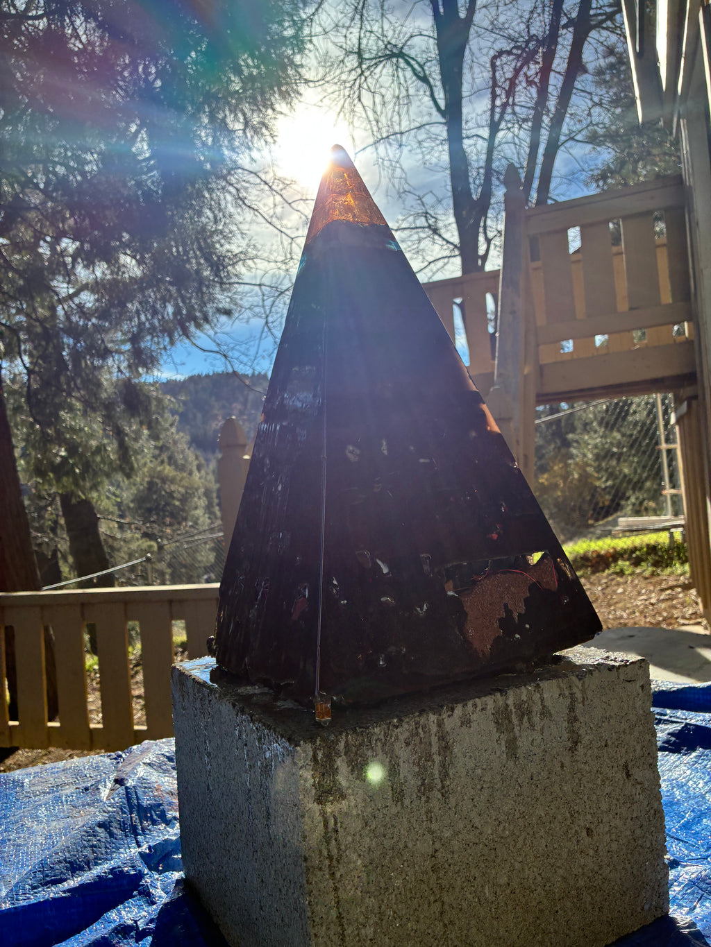 Nebula-70 2ft | 35-lb Piezoelectric Conductive Pyramid — Brazilian & Colombian Yellow Quartz | 5G & EMF Energy Filtration (In Stock) Includes Quantum Jump Ankh Generator — 14K Gold-Plated Chain • Golden Rodin Coil • INSTOCK for Christmas and new years