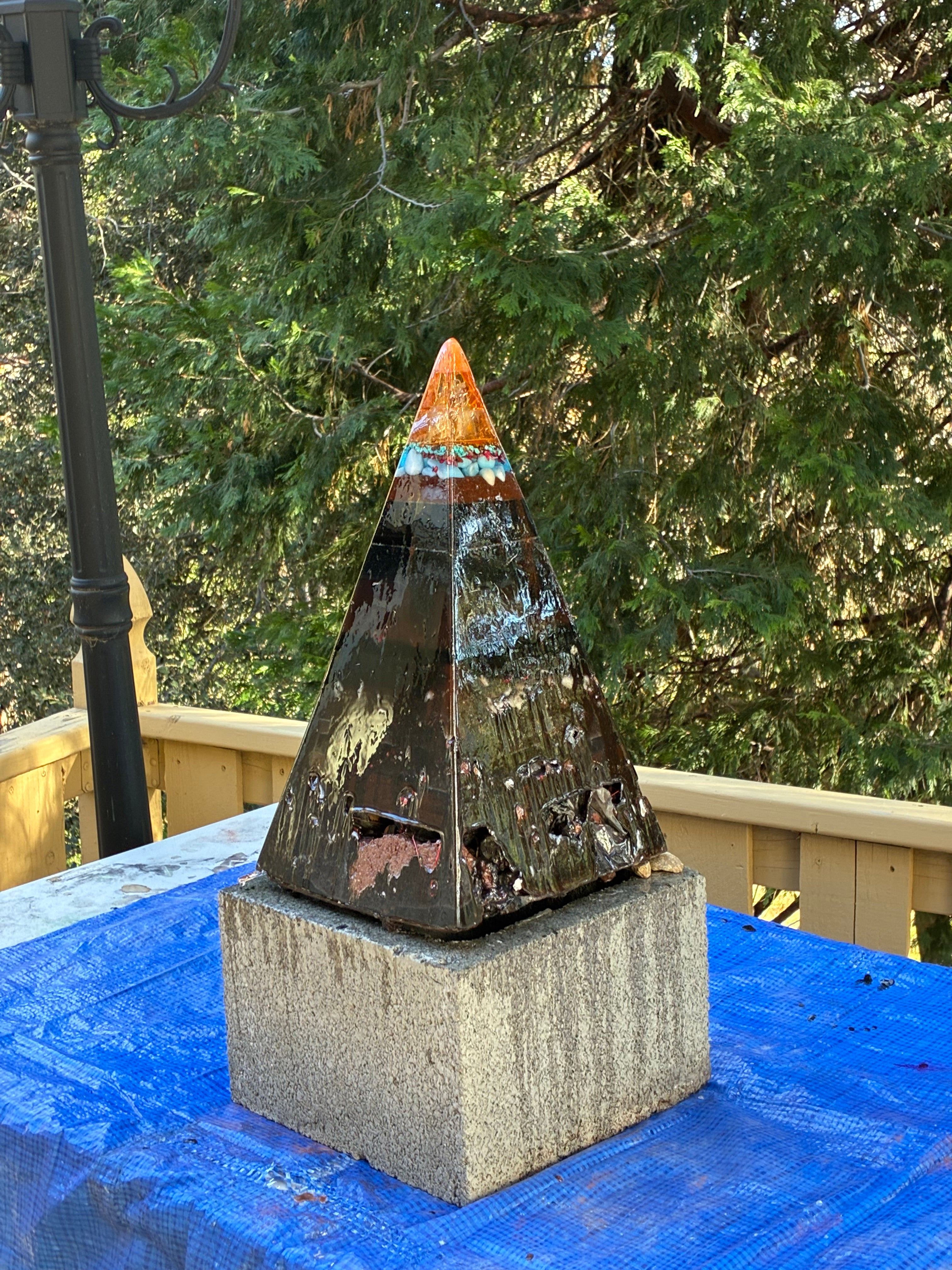 Nebula-70 2ft | 35-lb Piezoelectric Conductive Pyramid — Brazilian & Colombian Yellow Quartz | 5G & EMF Energy Filtration (In Stock) Includes Quantum Jump Ankh Generator — 14K Gold-Plated Chain • Golden Rodin Coil • INSTOCK for Christmas and new years