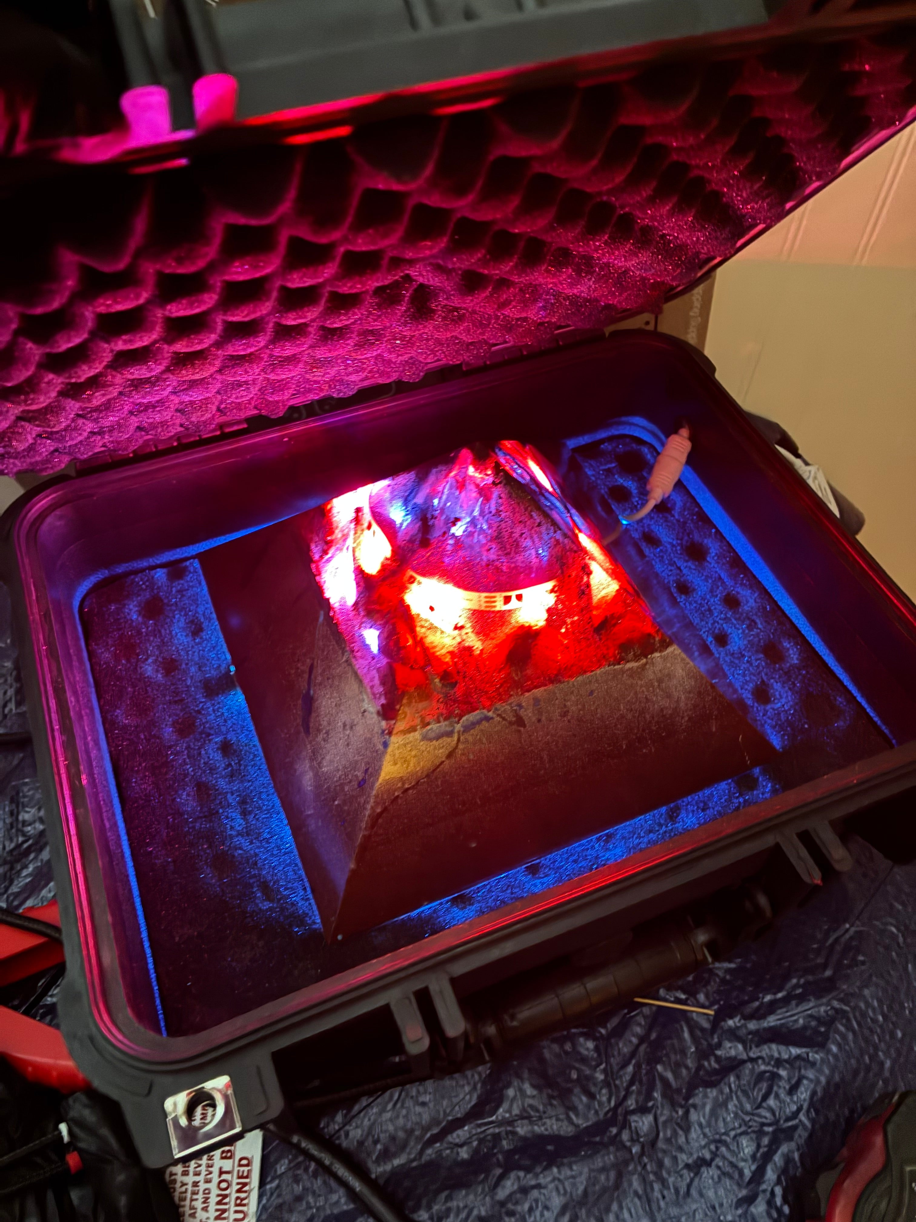 7x8 Inch 5lb Sedona Giza Pyramid w/ Colombian Quartz, Iron Quartz, Shungite, Magnetite, Underglow Magnetic Core Lighting, 5G Protection, Night Stand Edition & Travel Case