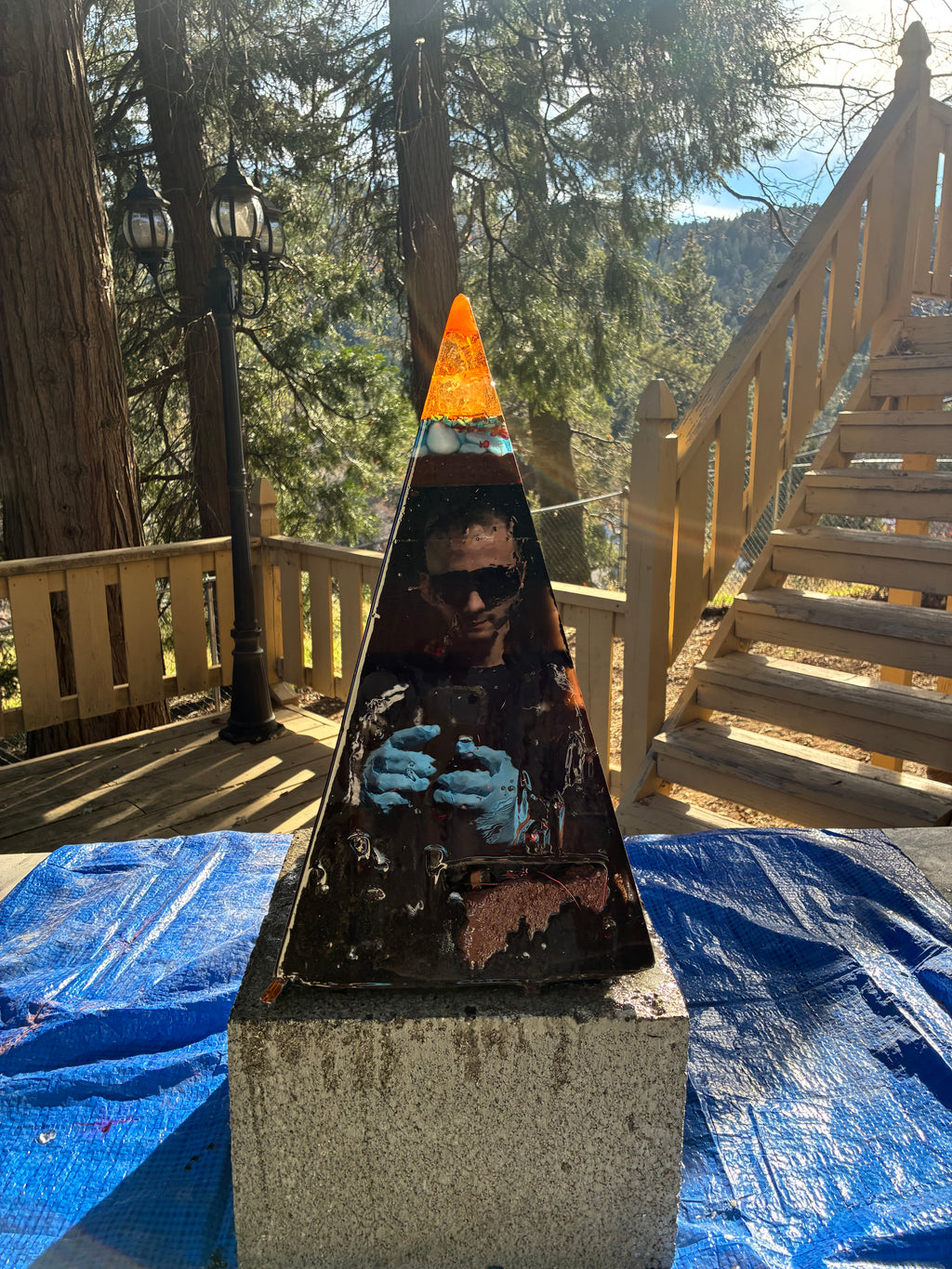 Nebula-70 2ft | 35-lb Piezoelectric Conductive Pyramid — Brazilian & Colombian Yellow Quartz | 5G & EMF Energy Filtration (In Stock) Includes Quantum Jump Ankh Generator — 14K Gold-Plated Chain • Golden Rodin Coil • INSTOCK for Christmas and new years