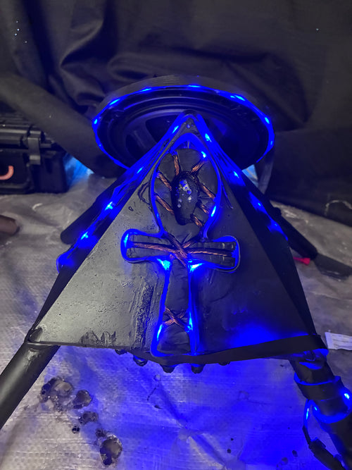 -Dark Knight Omega Black Quantum Force Field Generator – Alexa-Powered 24-Point Starship Black Pyramid Capstone with Dual-Speaker Binaural Audio, High-Frequency Coil Technology, Music Infusion & PEMF. Includes Corner Connectors