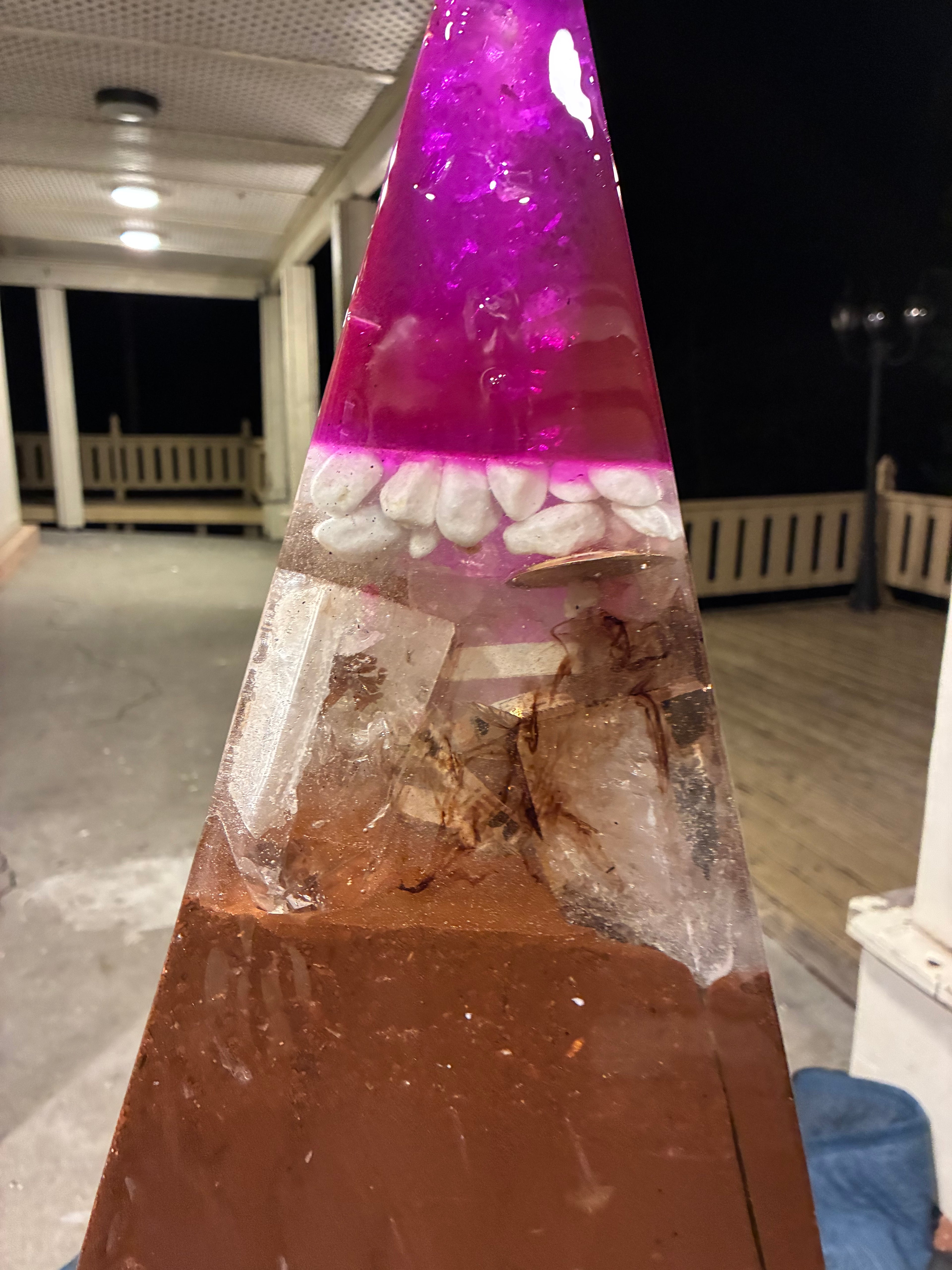 700lb Megalithic Crystalline Pyramid – 4ft Tall Home 5G & Wi-Fi EMF Protection, Energy Transmutation, Purification & Accelerated Plant Growth (Bluetooth LED / Sedona Sand)