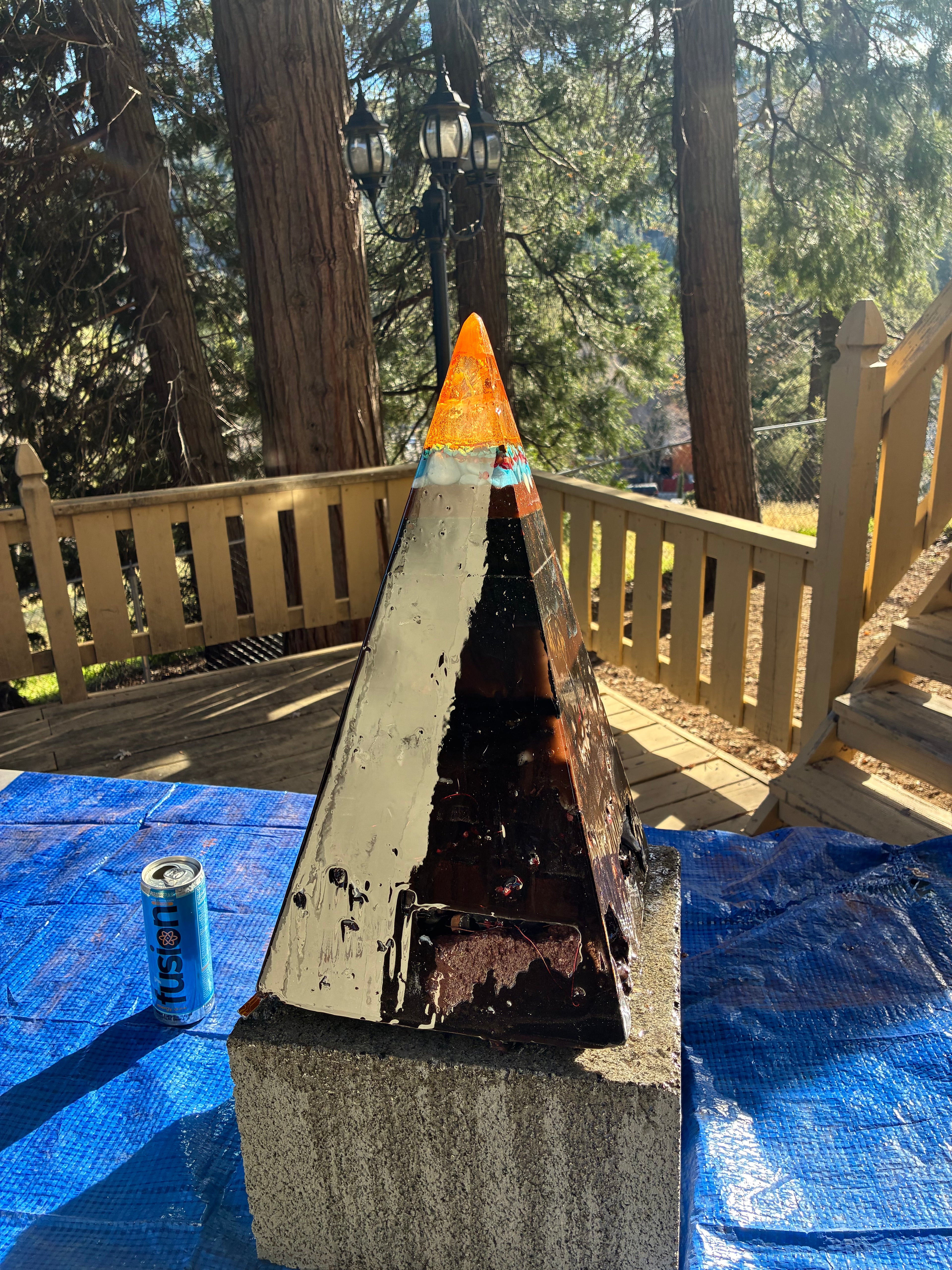 Nebula-70 2ft | 35-lb Piezoelectric Conductive Pyramid — Brazilian & Colombian Yellow Quartz | 5G & EMF Energy Filtration (In Stock) Includes Quantum Jump Ankh Generator — 14K Gold-Plated Chain • Golden Rodin Coil • INSTOCK for Christmas and new years