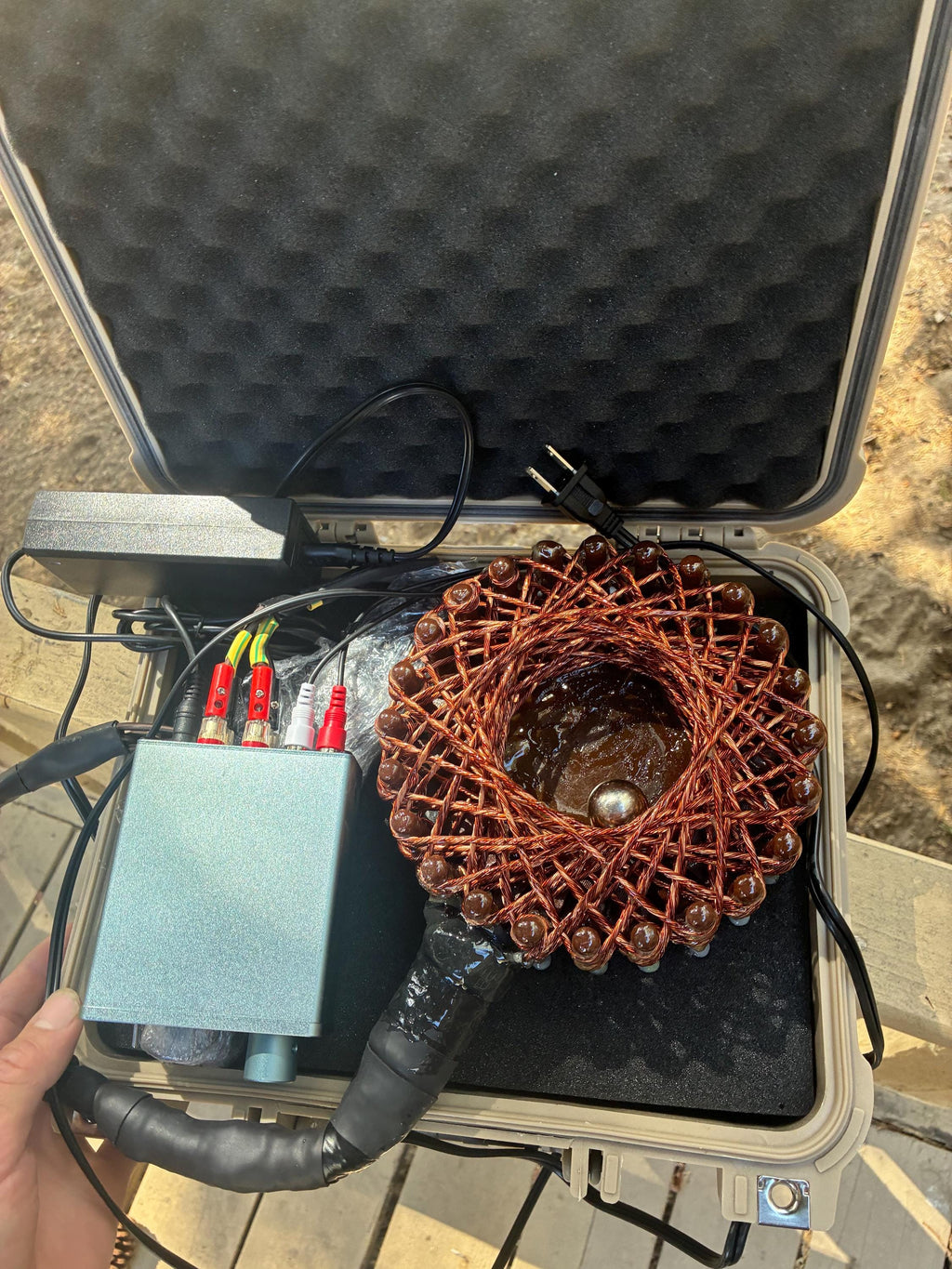 7” 24-Pointed Starship Rodin Coil Generator Kit | Red Rock Edition | Vortex Device with Travel Case & Amp ( sedona made )