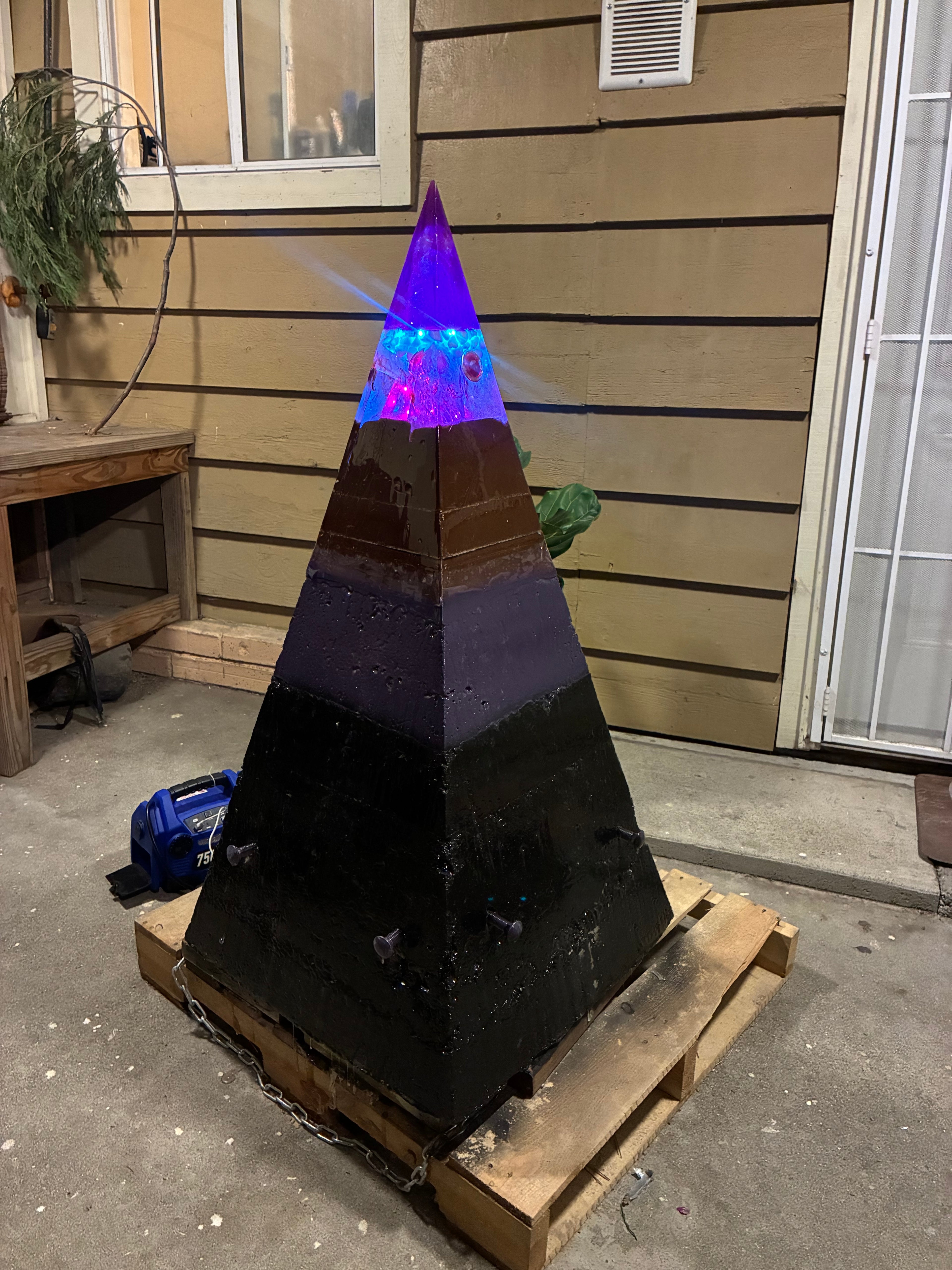 700lb Megalithic Crystalline Pyramid – 4ft Tall Home 5G & Wi-Fi EMF Protection, Energy Transmutation, Purification & Accelerated Plant Growth (Bluetooth LED / Sedona Sand)