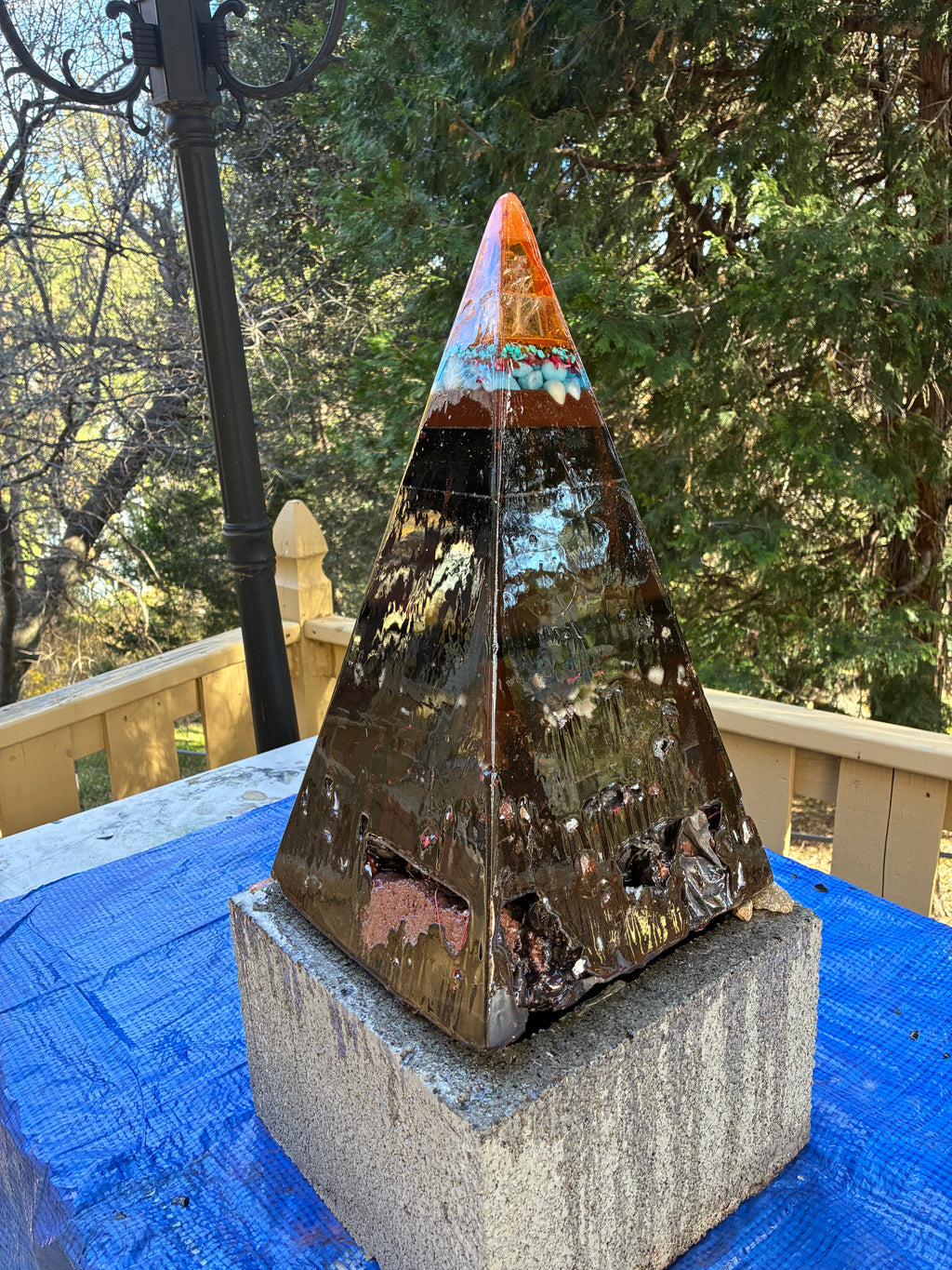 Nebula-70 2ft | 35-lb Piezoelectric Conductive Pyramid — Brazilian & Colombian Yellow Quartz | 5G & EMF Energy Filtration (In Stock) Includes Quantum Jump Ankh Generator — 14K Gold-Plated Chain • Golden Rodin Coil • INSTOCK for Christmas and new years