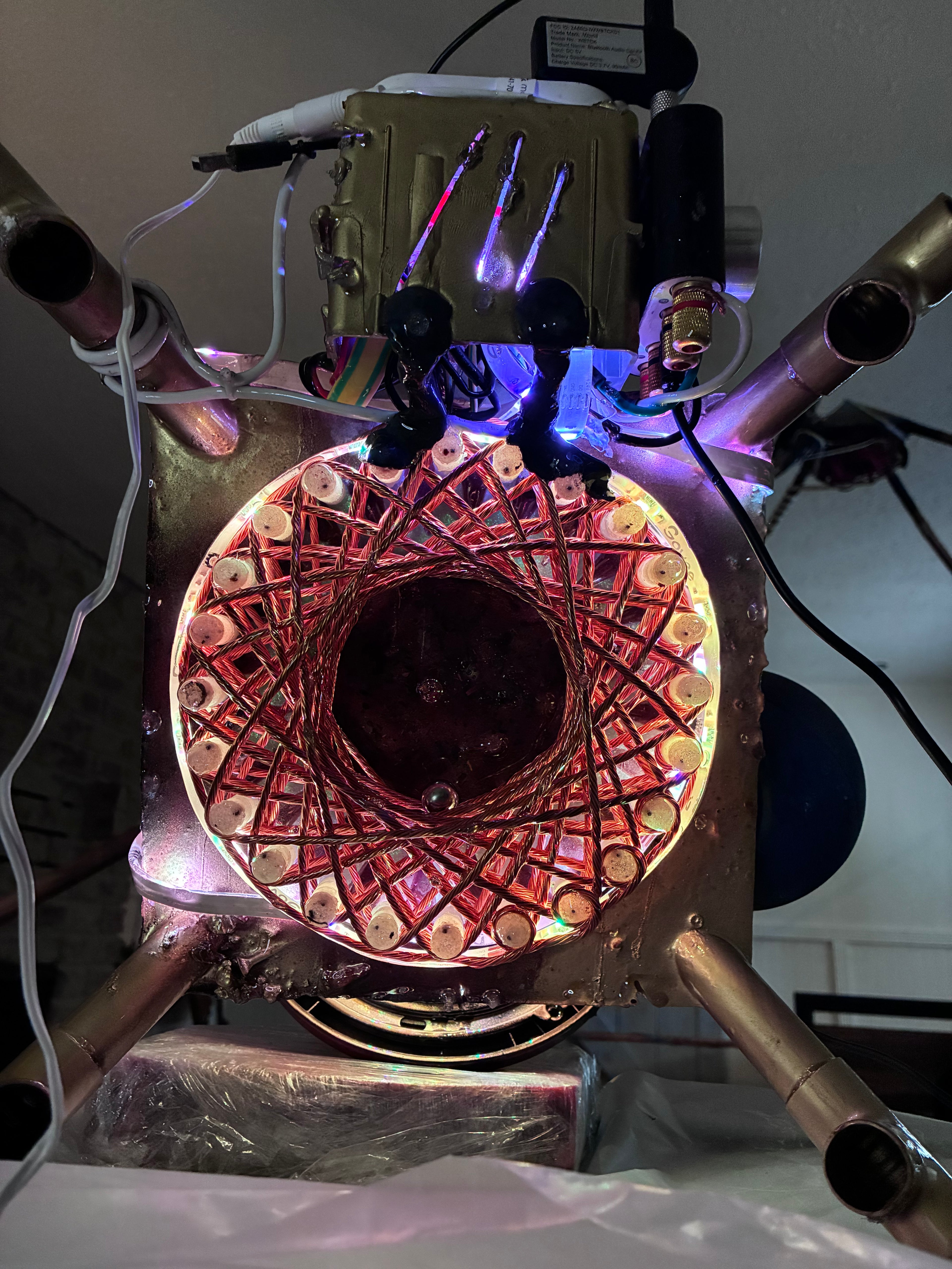 Golden Eye Quantum Force Field Generator – Alexa-Powered 24-Point Starship Copper Pyramid Capstone with Dual-Speaker Binaural Audio, High-Frequency Coil Technology & Music Infusion. Gauss Meter Included plus Corner Connectors