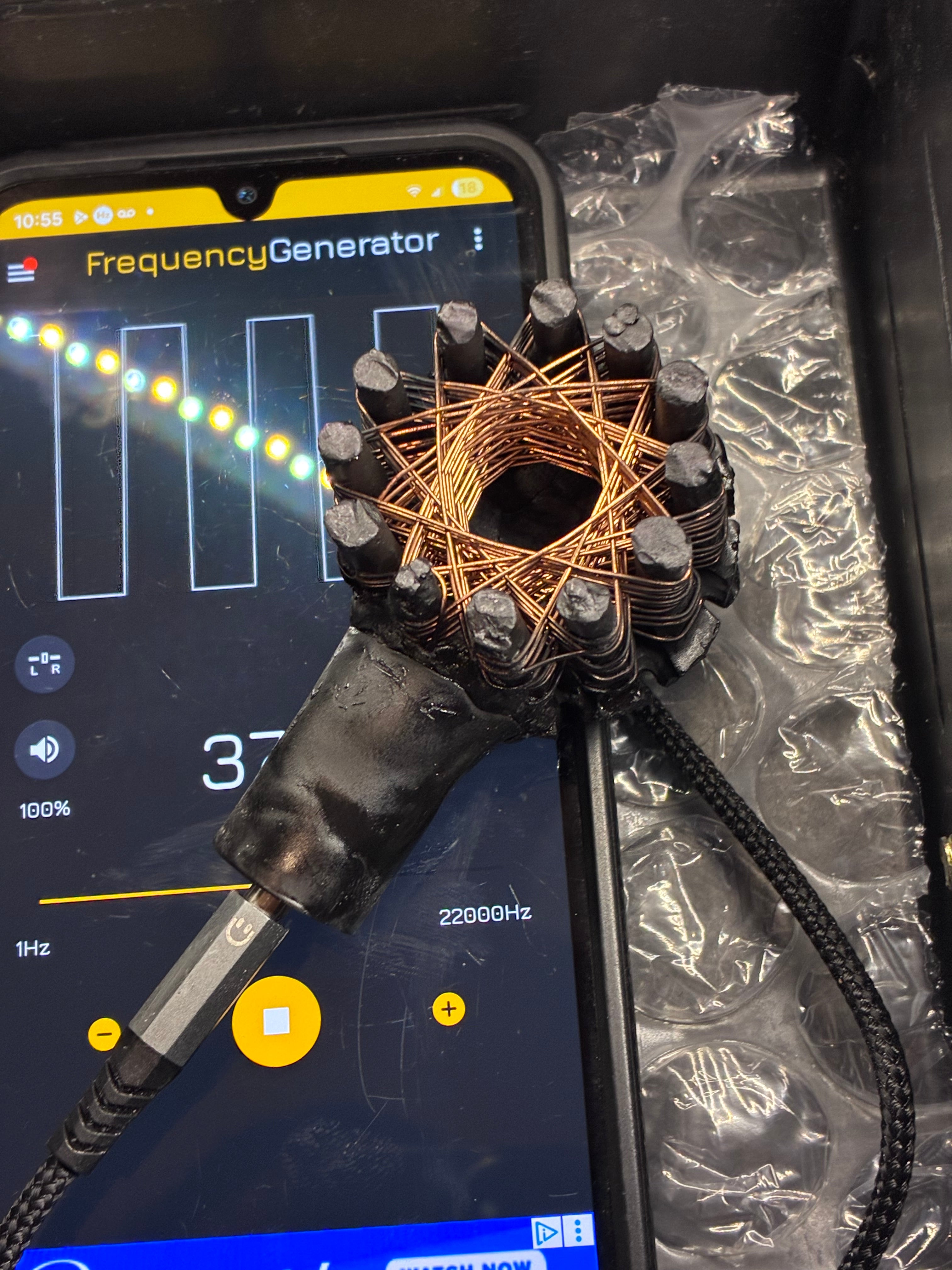 -1x Dark Knight Starship Coil PEMF Rife Machine – Aux to Phone Frequency Powered – Vortex Iron Quartz Piezoelectric – Magnet Included – Upgraded Coil & Neck 1ft PEMF Field
