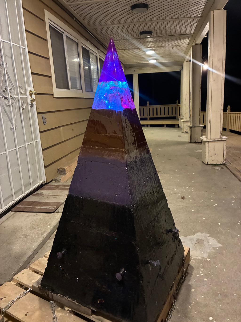 700lb Megalithic Crystalline Pyramid – 4ft Tall Home 5G & Wi-Fi EMF Protection, Energy Transmutation, Purification & Accelerated Plant Growth (Bluetooth LED / Sedona Sand)