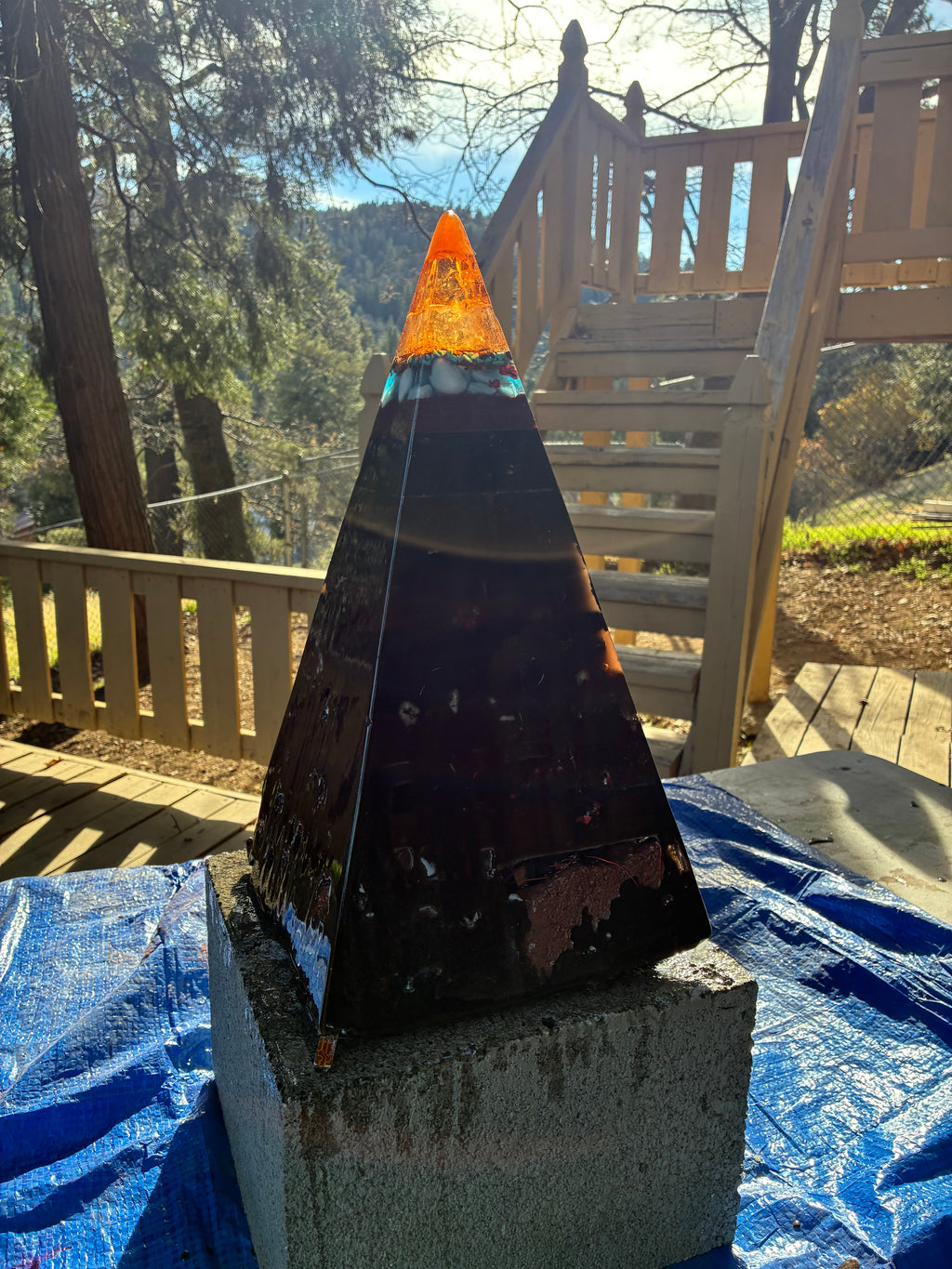 Nebula-70 2ft | 35-lb Piezoelectric Conductive Pyramid — Brazilian & Colombian Yellow Quartz | 5G & EMF Energy Filtration (In Stock) Includes Quantum Jump Ankh Generator — 14K Gold-Plated Chain • Golden Rodin Coil • INSTOCK for Christmas and new years