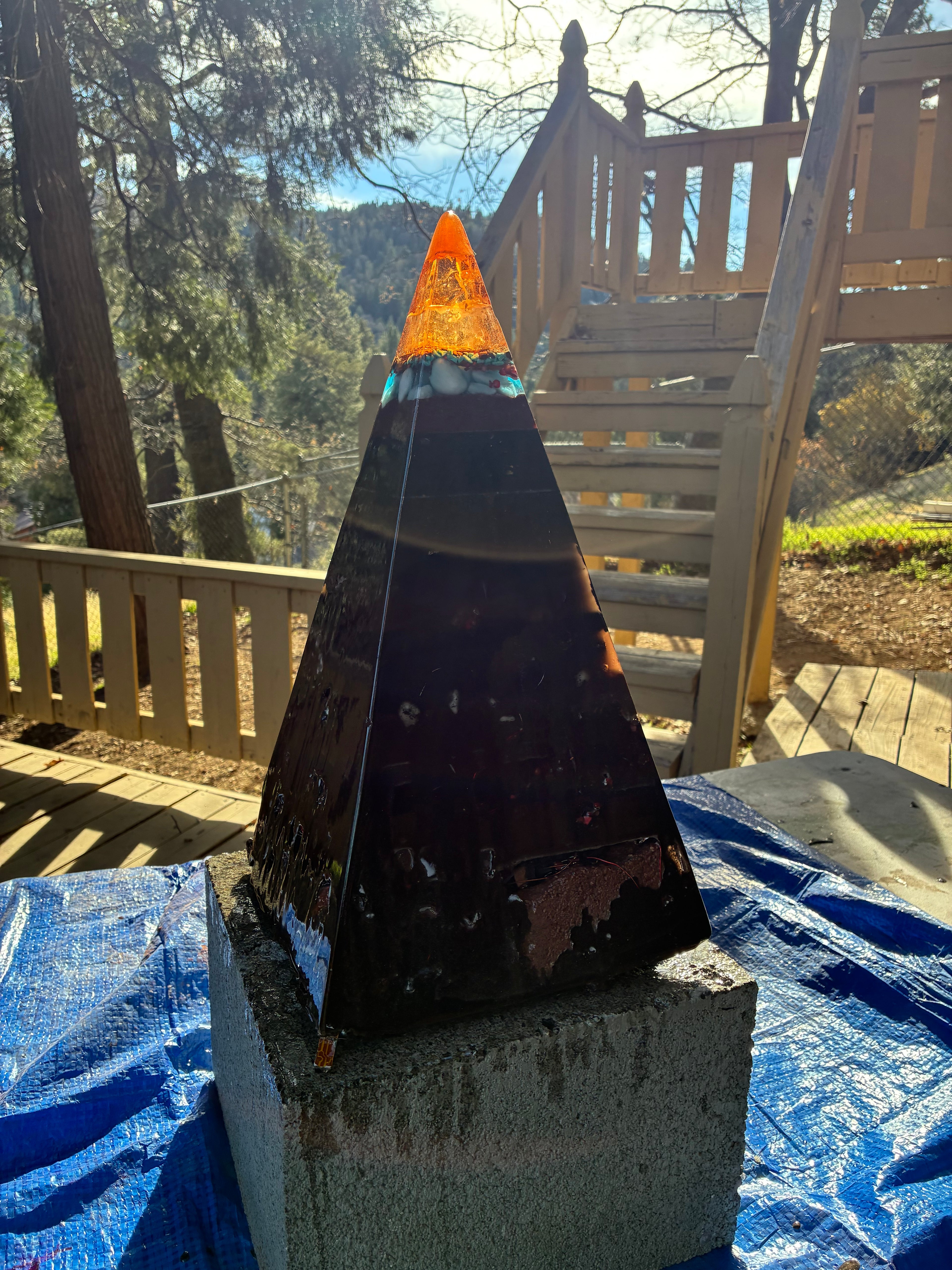 Nebula-70 2ft | 35-lb Piezoelectric Conductive Pyramid — Brazilian & Colombian Yellow Quartz | 5G & EMF Energy Filtration (In Stock) Includes Quantum Jump Ankh Generator — 14K Gold-Plated Chain • Golden Rodin Coil • INSTOCK for Christmas and new years