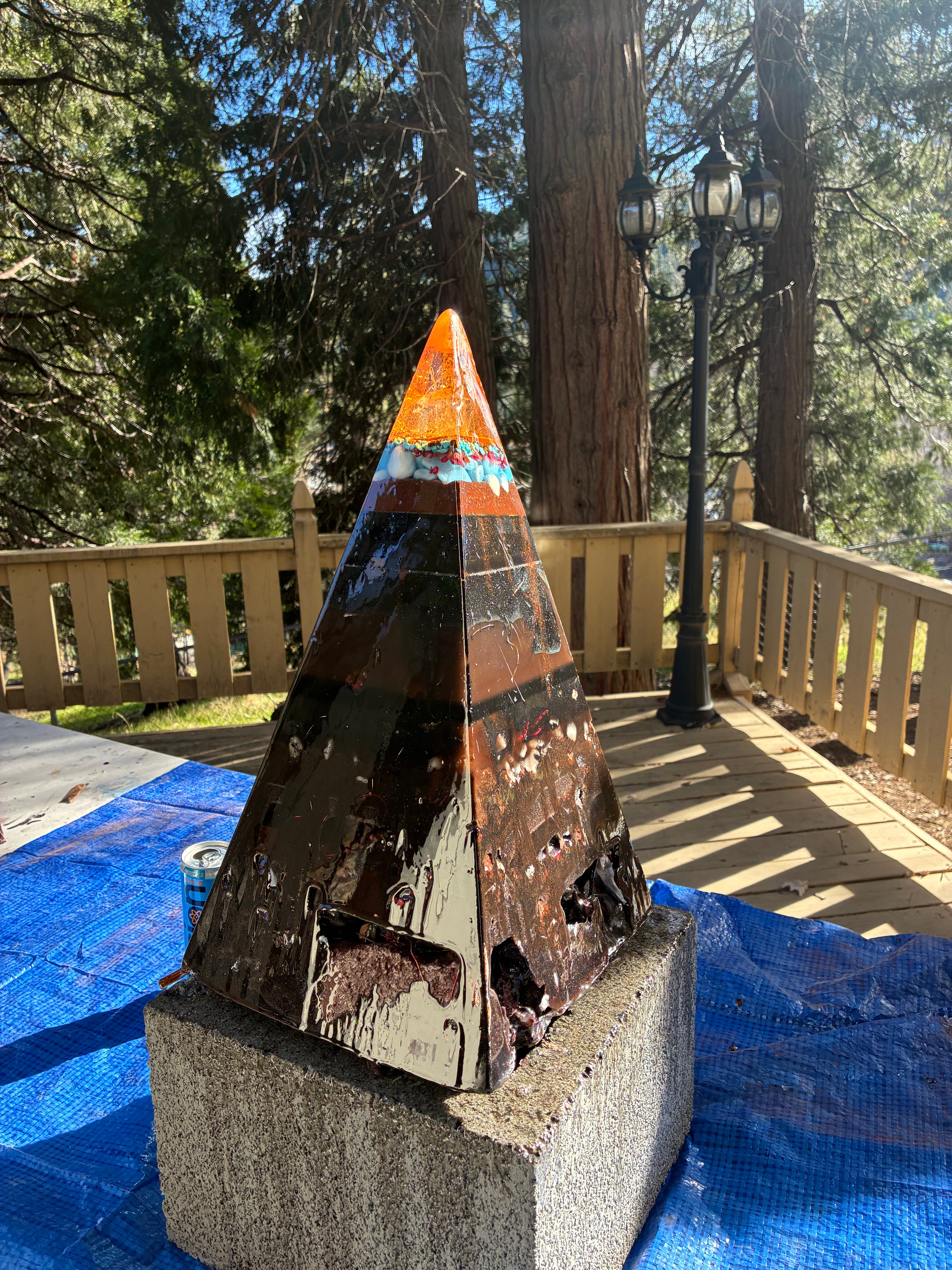 Nebula-70 2ft | 35-lb Piezoelectric Conductive Pyramid — Brazilian & Colombian Yellow Quartz | 5G & EMF Energy Filtration (In Stock) Includes Quantum Jump Ankh Generator — 14K Gold-Plated Chain • Golden Rodin Coil • INSTOCK for Christmas and new years