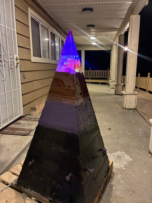 700lb Megalithic Crystalline Pyramid – 4ft Tall Home 5G & Wi-Fi EMF Protection, Energy Transmutation, Purification & Accelerated Plant Growth (Bluetooth LED / Sedona Sand)