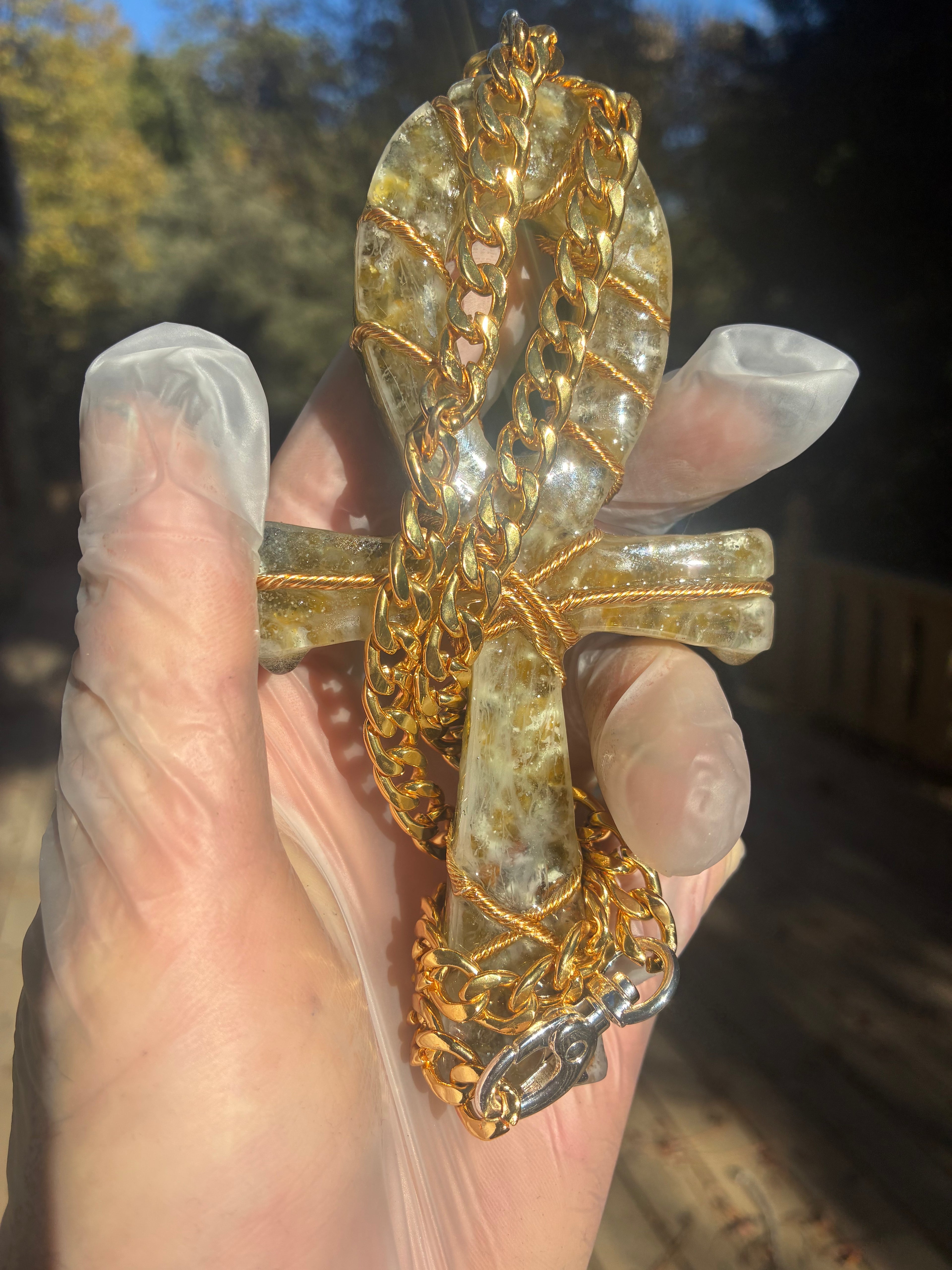 Quantum Jump Ankh Generator — 14K Gold-Plated Chain Golden Rodin Coil | Parallel Shift Engine | Zero-Point Piezoelectric Matrix | 5G Shield | Royalty Edition (IN STOCK)