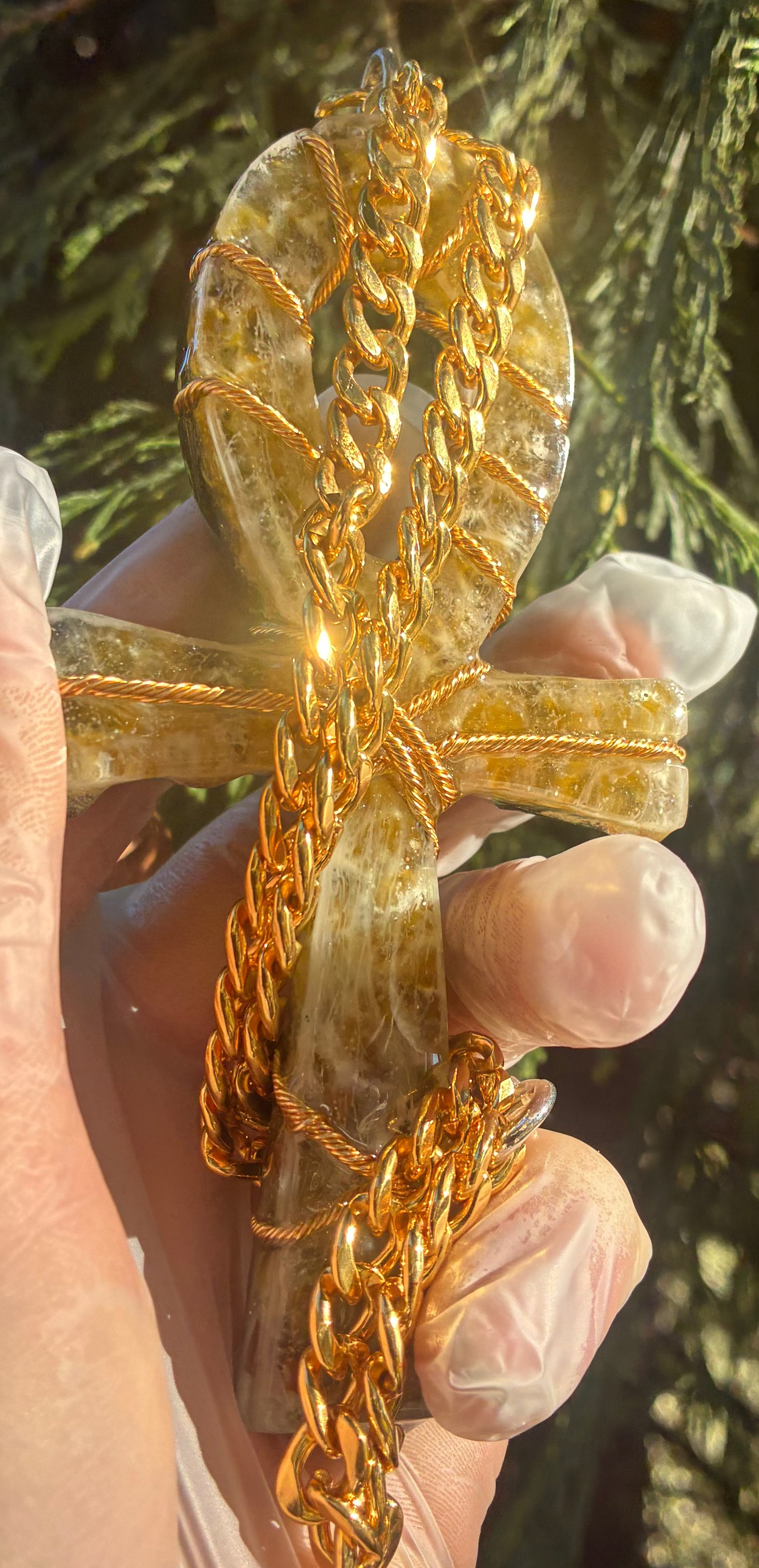 Quantum Jump Ankh Generator — 14K Gold-Plated Chain Golden Rodin Coil | Parallel Shift Engine | Zero-Point Piezoelectric Matrix | 5G Shield | Royalty Edition (IN STOCK)