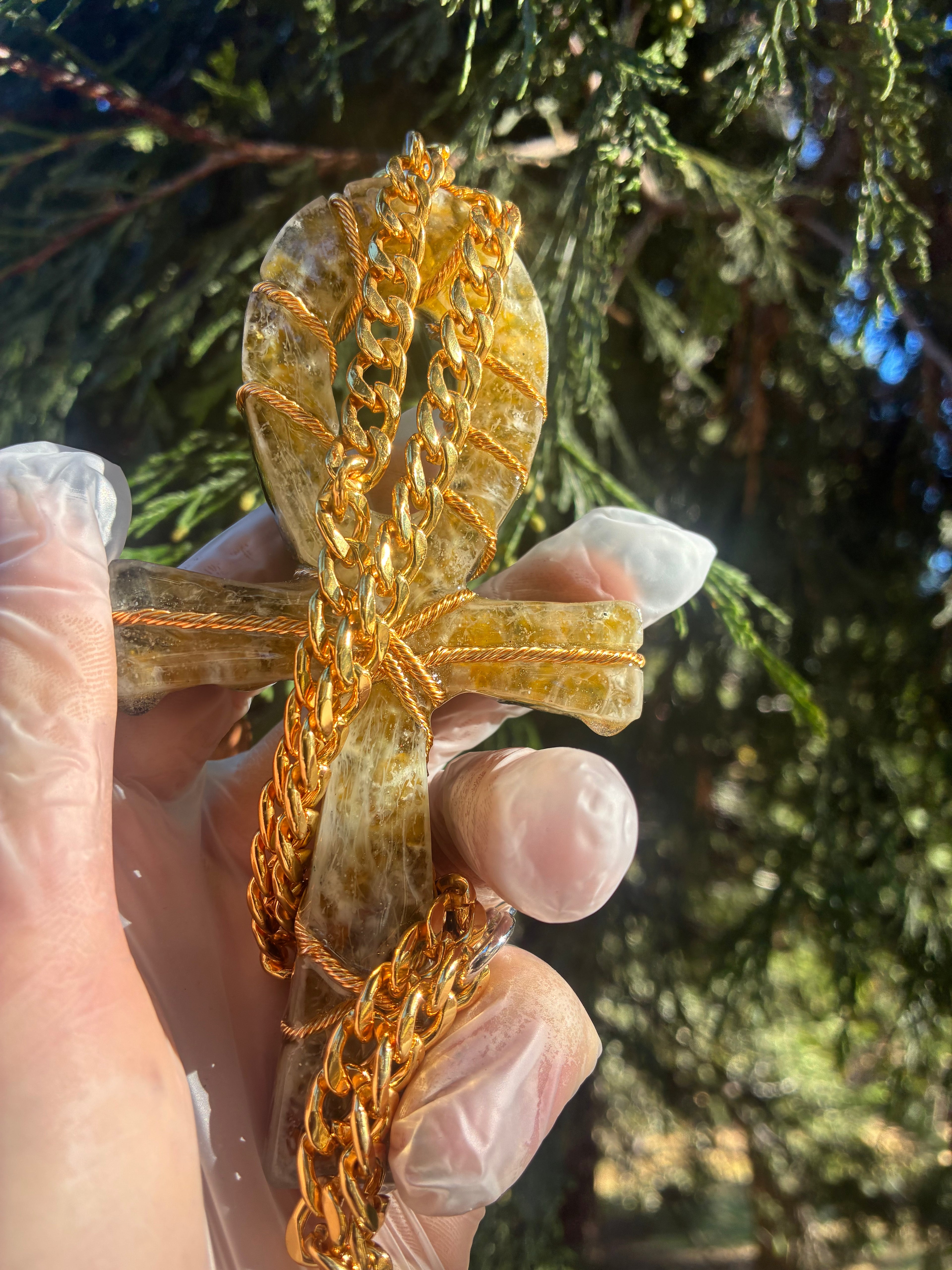 Quantum Jump Ankh Generator — 14K Gold-Plated Chain Golden Rodin Coil | Parallel Shift Engine | Zero-Point Piezoelectric Matrix | 5G Shield | Royalty Edition (IN STOCK)