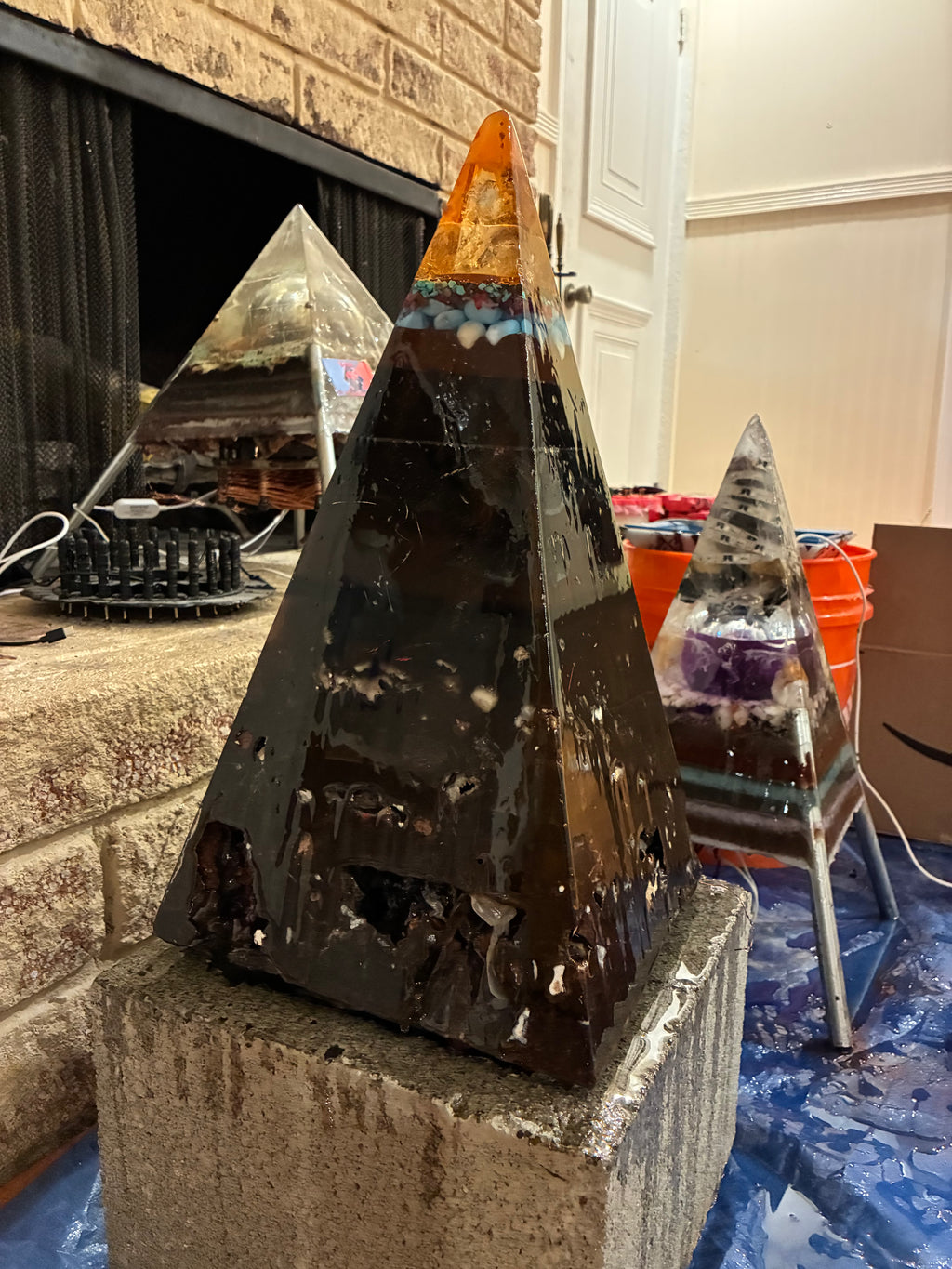 Nebula-70 2ft | 35-lb Piezoelectric Conductive Pyramid — Brazilian & Colombian Yellow Quartz | 5G & EMF Energy Filtration (In Stock) Includes Quantum Jump Ankh Generator — 14K Gold-Plated Chain • Golden Rodin Coil • INSTOCK for Christmas and new years