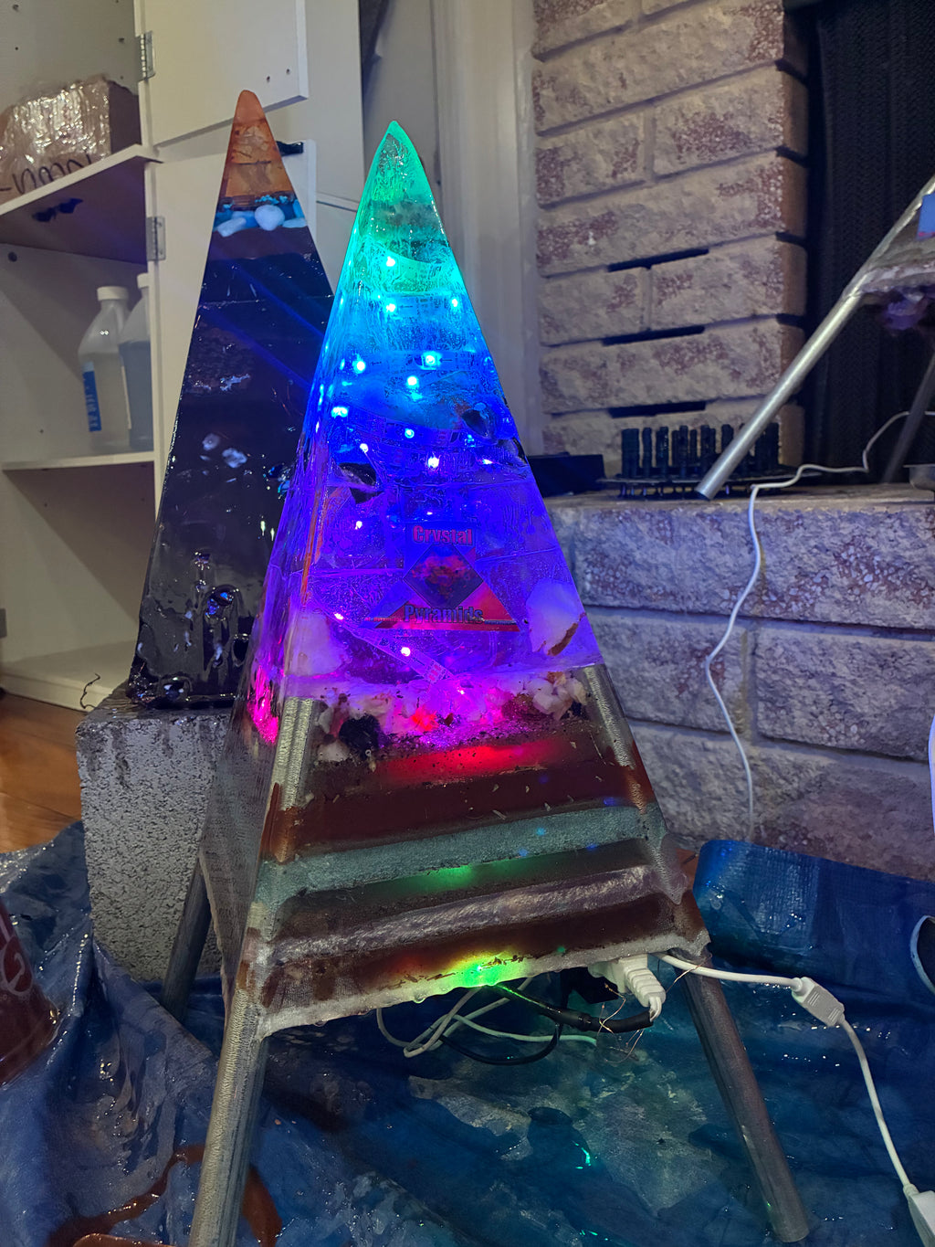 Nebula-85 | 2ft 25-lb Amethyst Tipped Piezoelectric Conductive Pyramid 8x8 inch Base Telsa Purple Water Globe | Reverse-Engineered 2000-Volt Tesla Coil 4-Inch Biomagnetic Starship Coil (Extendable Capstone Poles Edition) INSTOCK for Christmas and Jan 1st