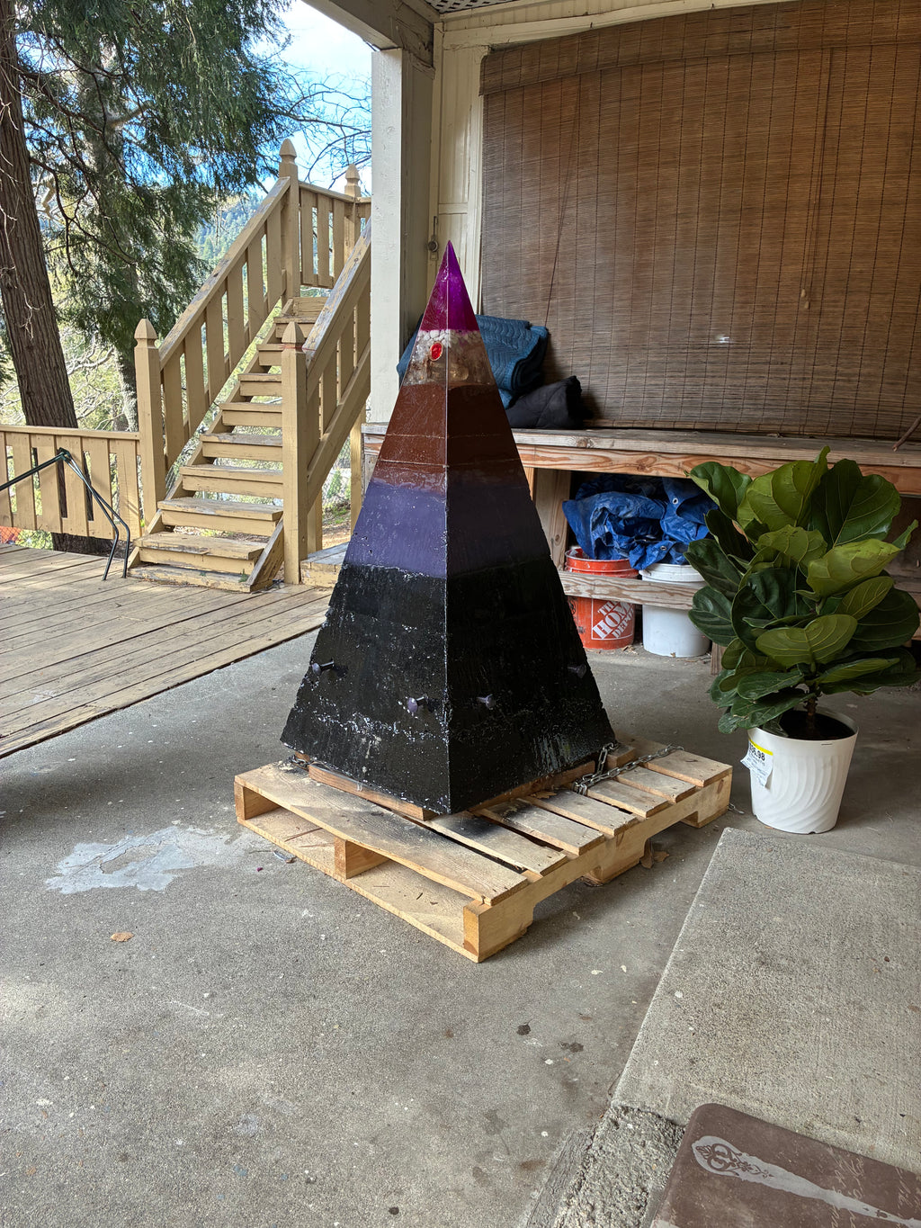 700lb Megalithic Crystalline Pyramid – 4ft Tall Home 5G & Wi-Fi EMF Protection, Energy Transmutation, Purification & Accelerated Plant Growth (Bluetooth LED / Sedona Sand)