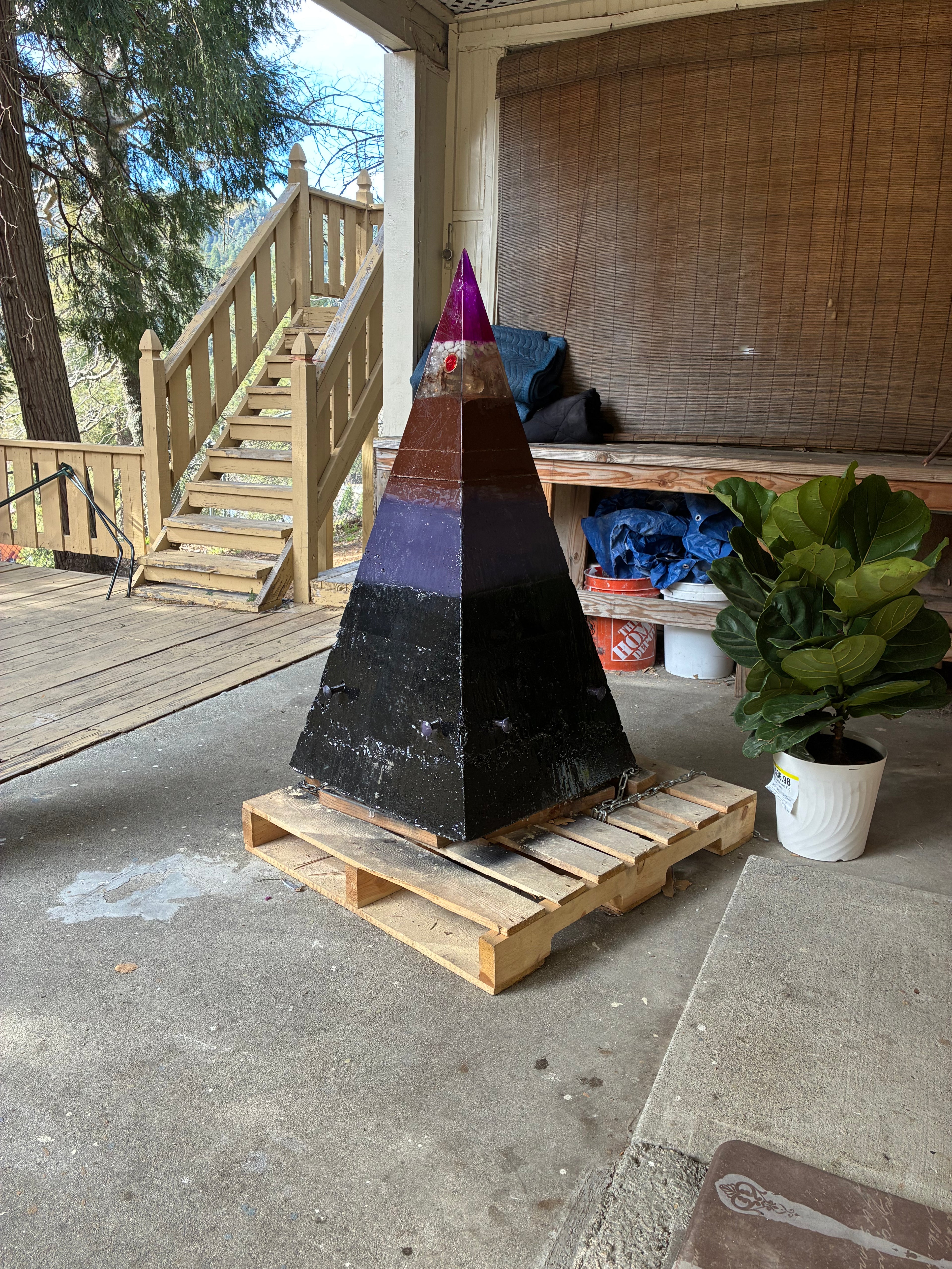 700lb Megalithic Crystalline Pyramid – 4ft Tall Home 5G & Wi-Fi EMF Protection, Energy Transmutation, Purification & Accelerated Plant Growth (Bluetooth LED / Sedona Sand)