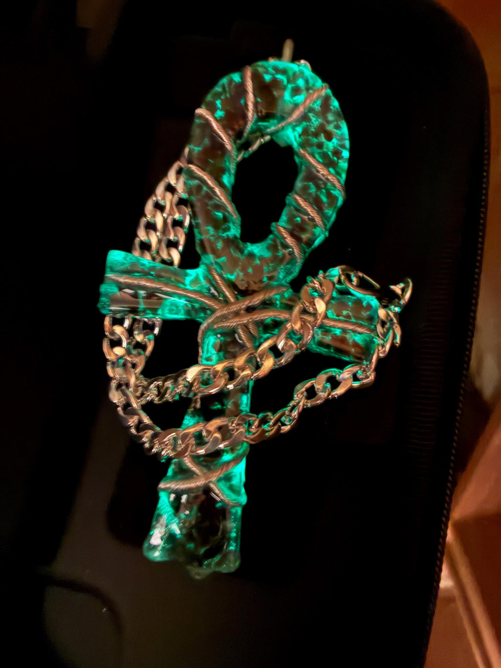 Red Garnet & Black Onyx Orgonite Pendant –Ready To Ship-  Silver Tensor Rodin Coil Lifeforce Powered Edition Real Silver Plated Chain