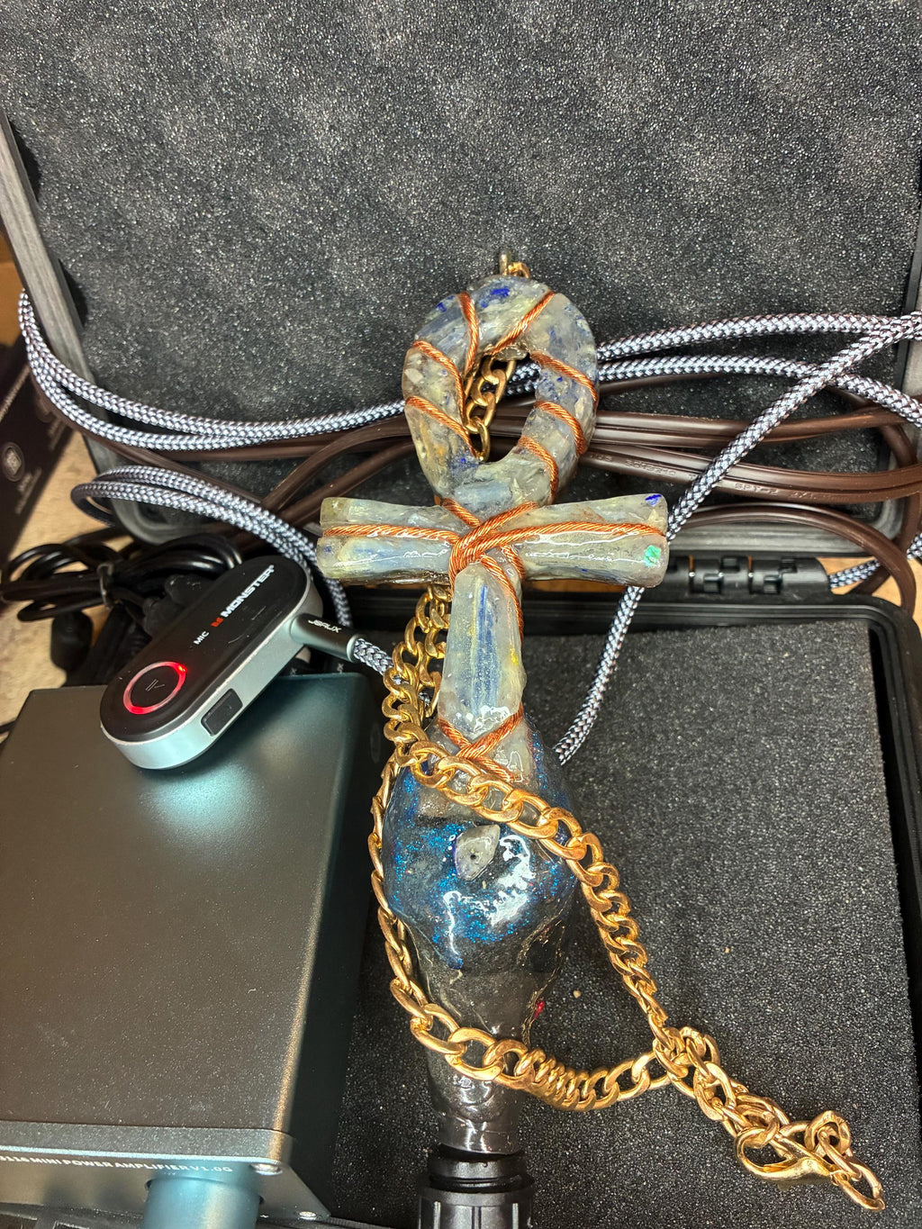 8.5ft field (Blue kyanite orgone rife machine generator dark Knight edition full kit 36watt amplifier & magnetic sphere