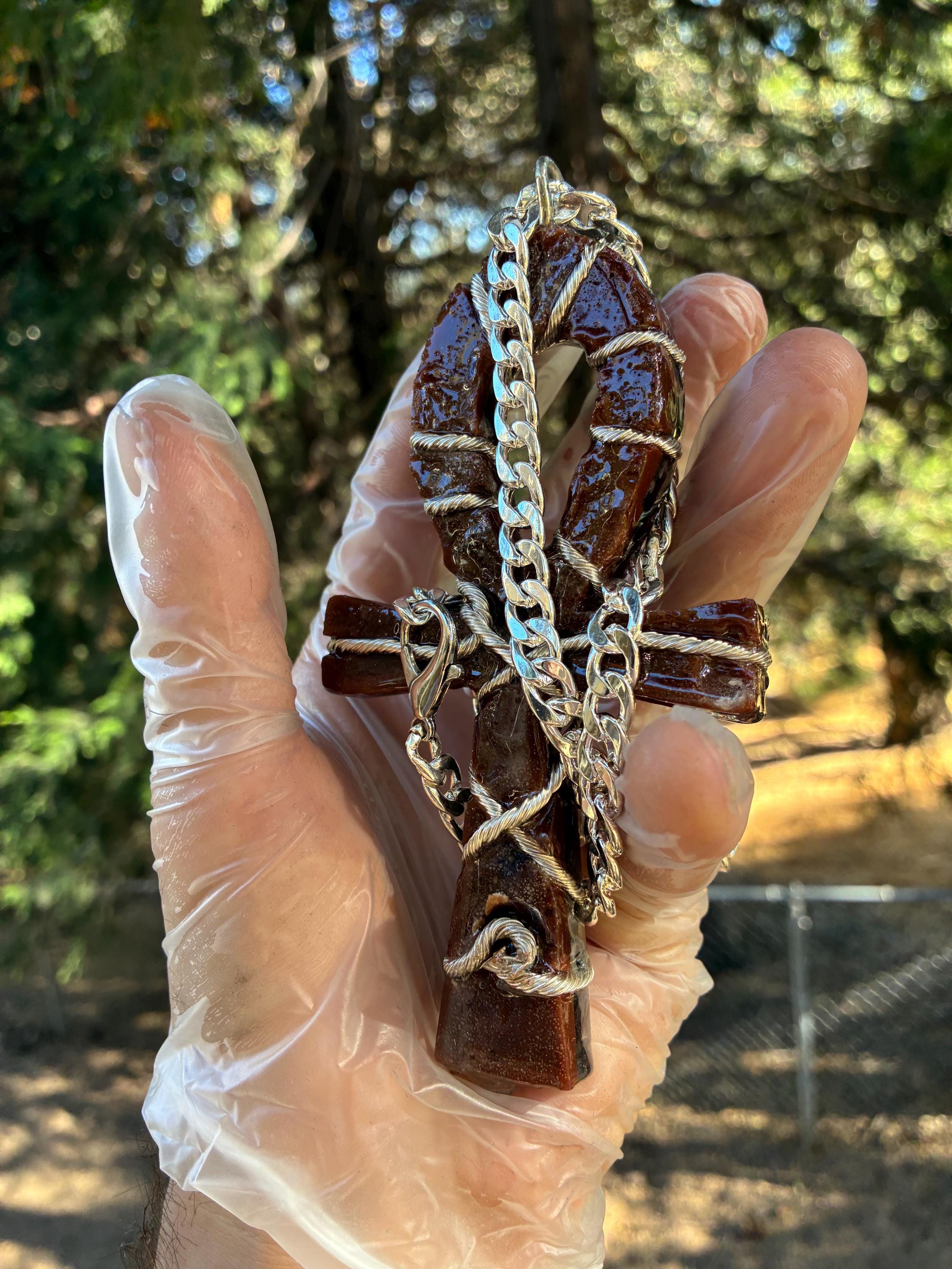 Red Garnet & Black Onyx Orgonite Pendant –Ready To Ship-  Silver Tensor Rodin Coil Lifeforce Powered Edition Real Silver Plated Chain