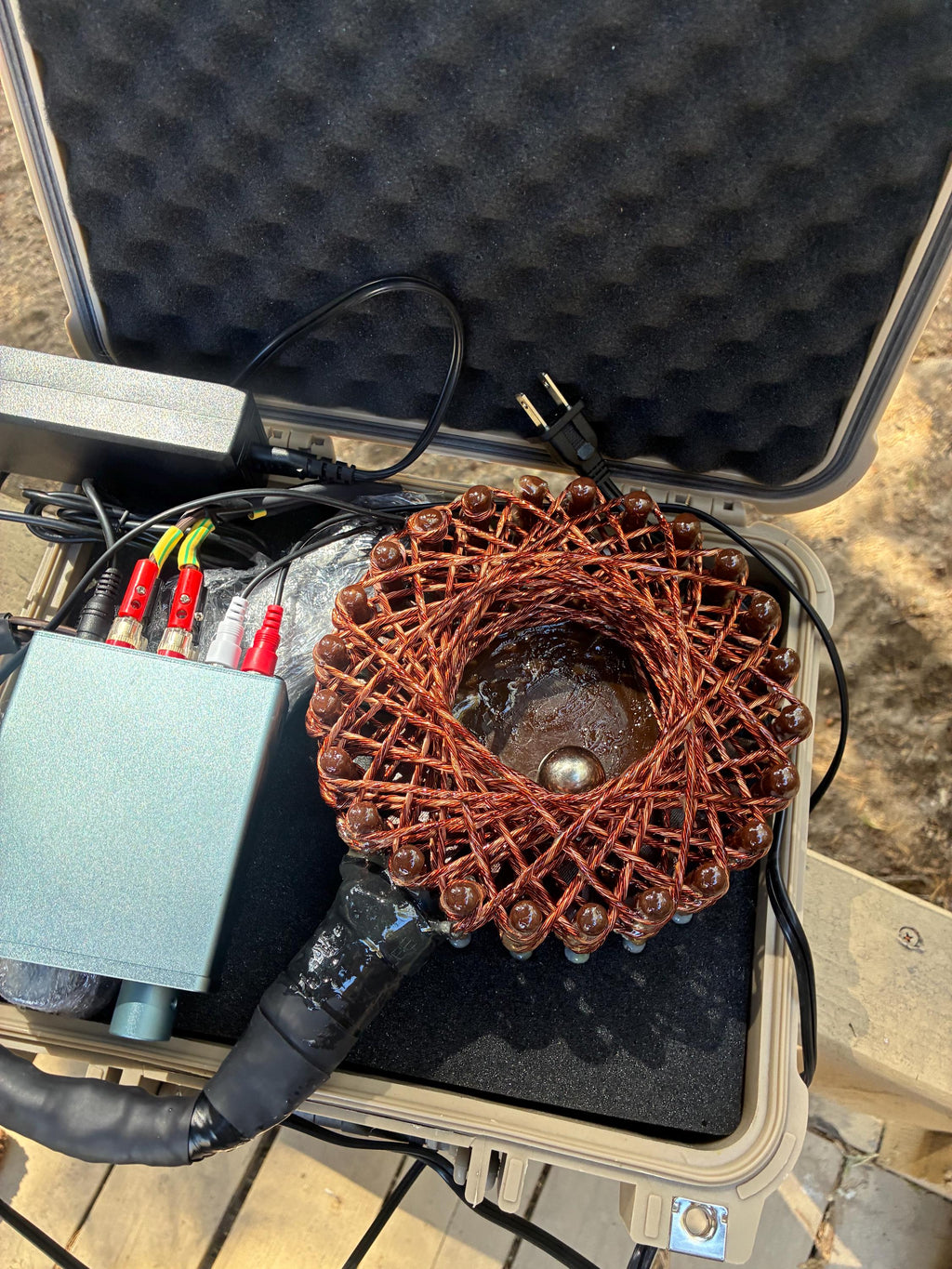 7” 24-Pointed Starship Rodin Coil Generator Kit | Red Rock Edition | Vortex Device with Travel Case & Amp ( sedona made )