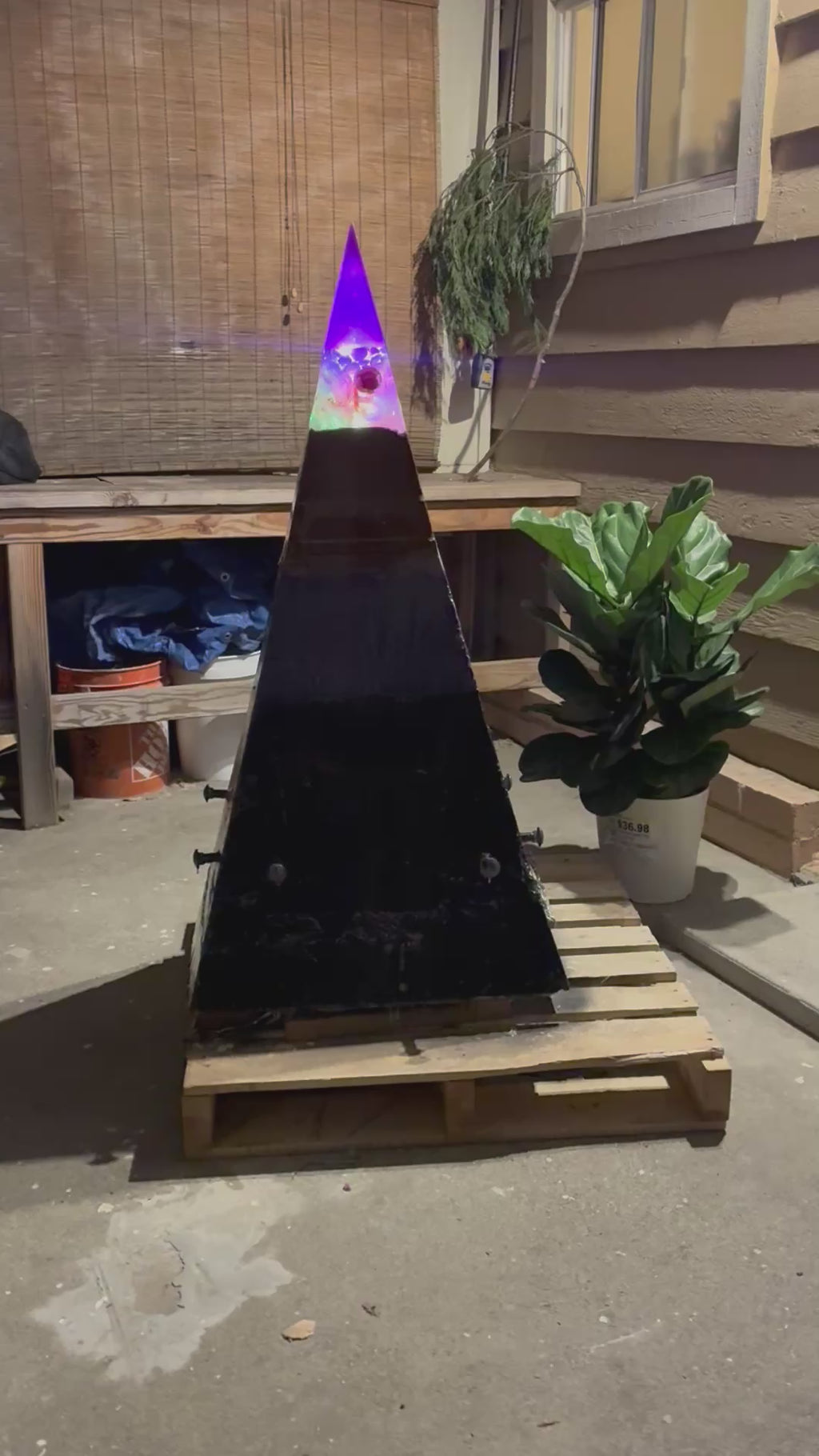 700lb Megalithic Crystalline Pyramid – 4ft Tall Home 5G & Wi-Fi EMF Protection, Energy Transmutation, Purification & Accelerated Plant Growth (Bluetooth LED / Sedona Sand)