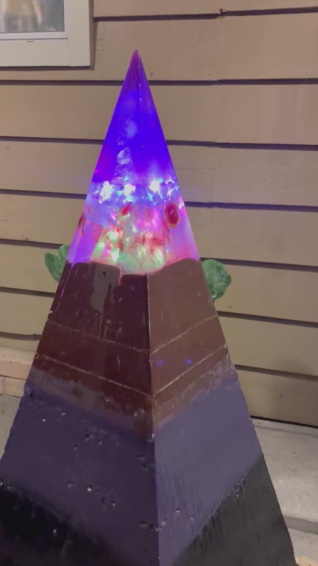 700lb Megalithic Crystalline Pyramid – 4ft Tall Home 5G & Wi-Fi EMF Protection, Energy Transmutation, Purification & Accelerated Plant Growth (Bluetooth LED / Sedona Sand)
