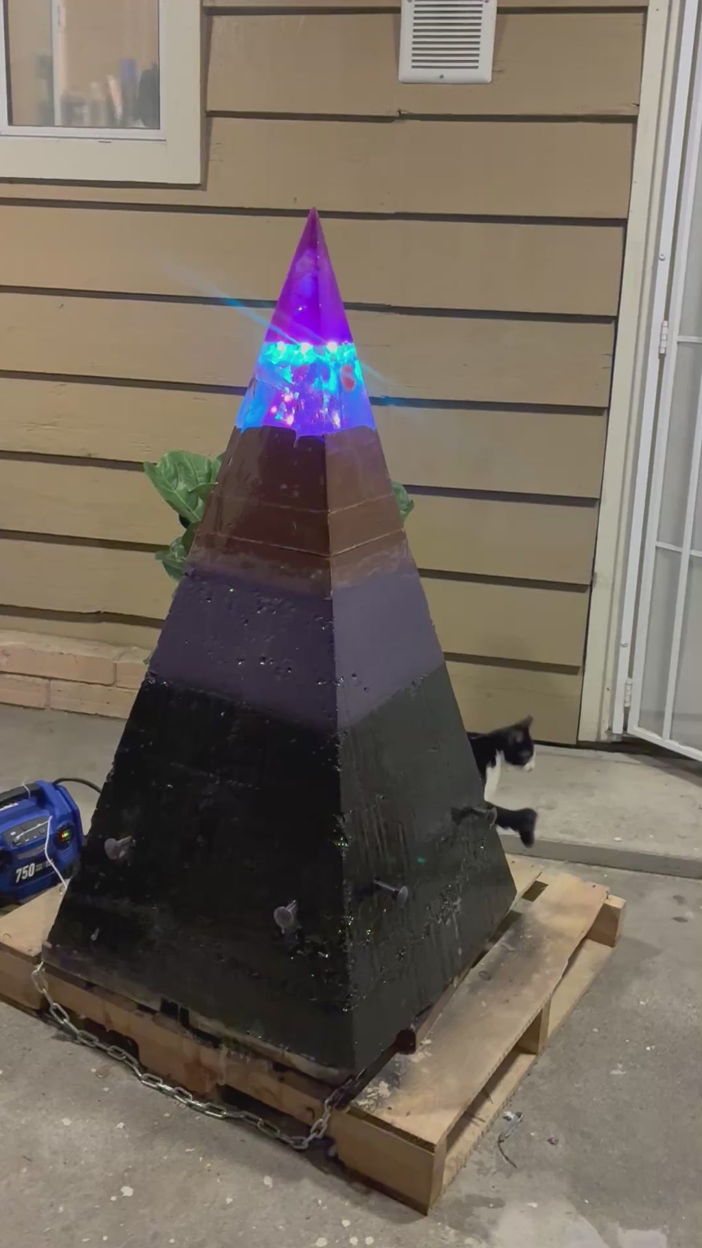 700lb Megalithic Crystalline Pyramid – 4ft Tall Home 5G & Wi-Fi EMF Protection, Energy Transmutation, Purification & Accelerated Plant Growth (Bluetooth LED / Sedona Sand)